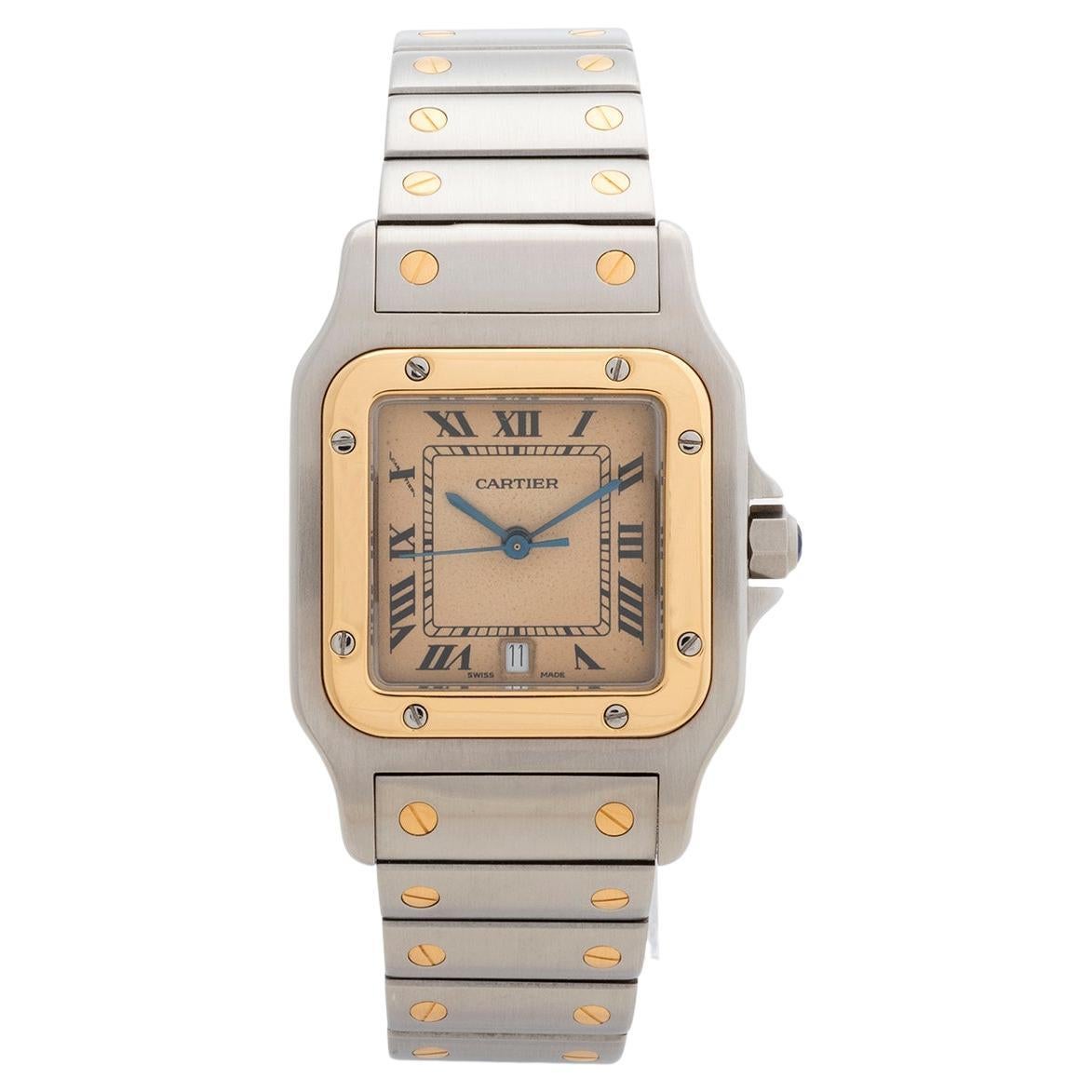 Our Cartier Santos Galbee is the large size reference 187901 with 29mm x 41mm steel and gold case with steel and gold bracelet and attractive lightly patinated dial. This example is presented in excellent condition with light signs of use overall. A