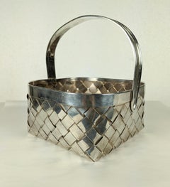 Large Cartier Sterling Woven Basket