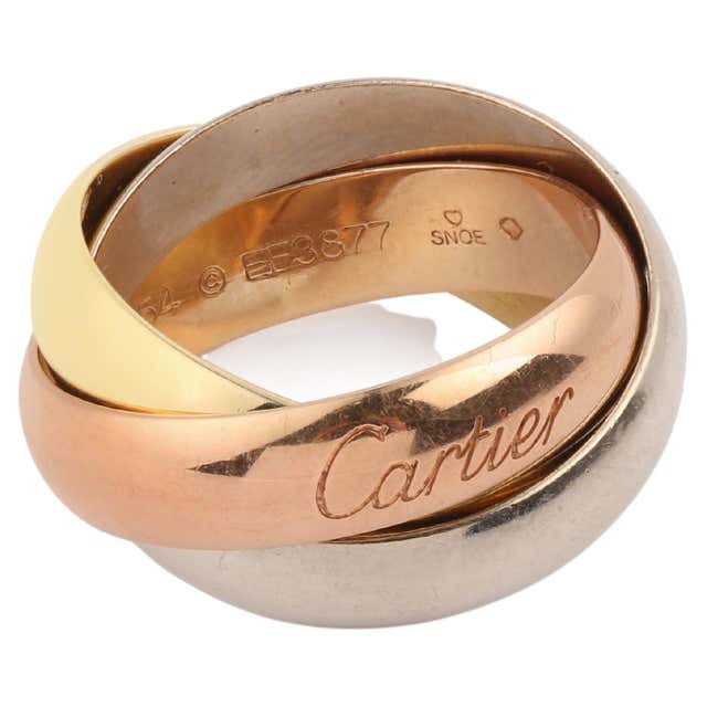 Cartier Three-Tone Gold Diamond 'Trinity' Ring For Sale at 1stDibs