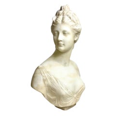 Große geschnitzte Alabasterbüste der Diana der Jägerin, 19.