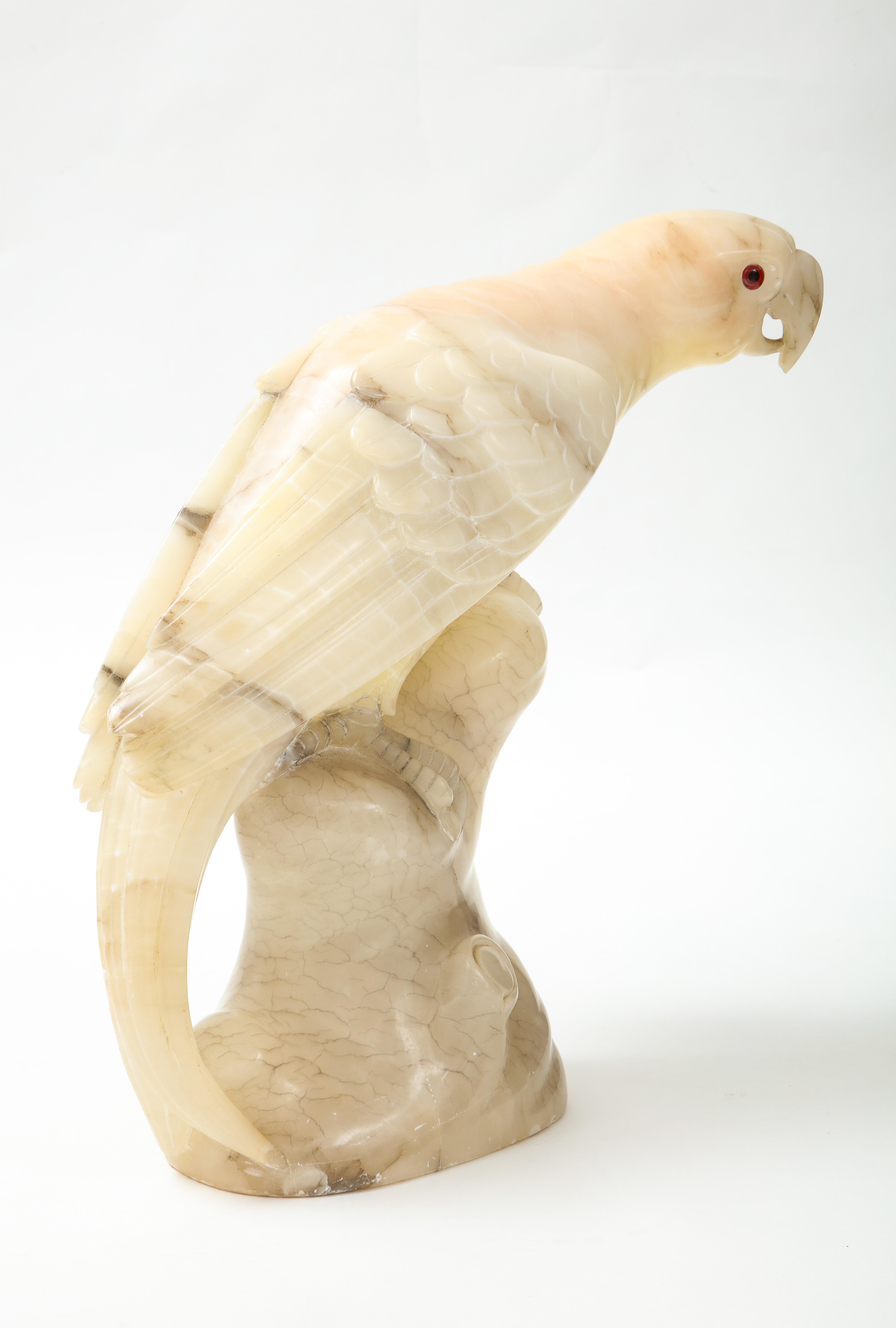 Mid-Century Modern Large Carved Alabaster Parrot