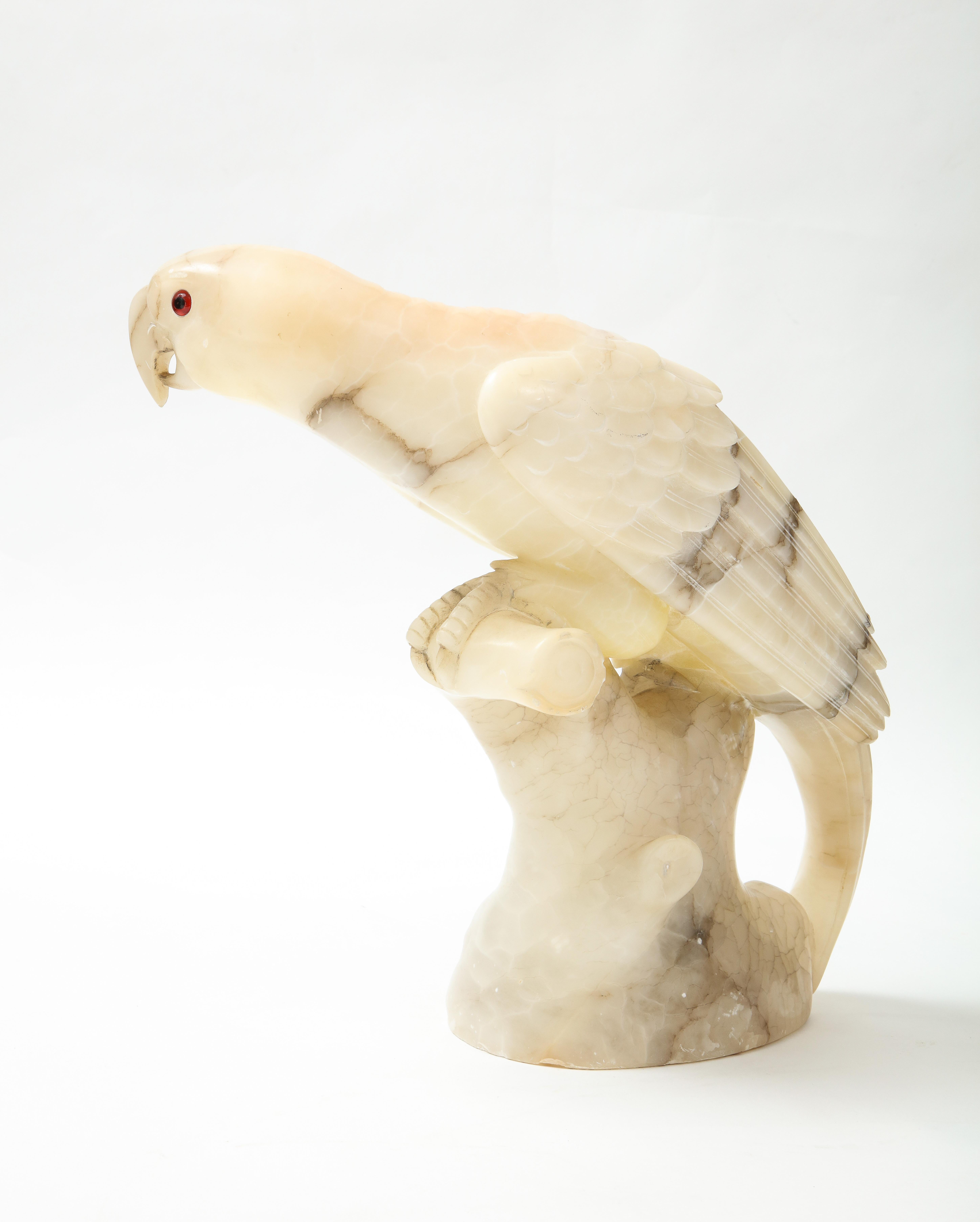 Large Carved Alabaster Parrot In Good Condition In New York, NY