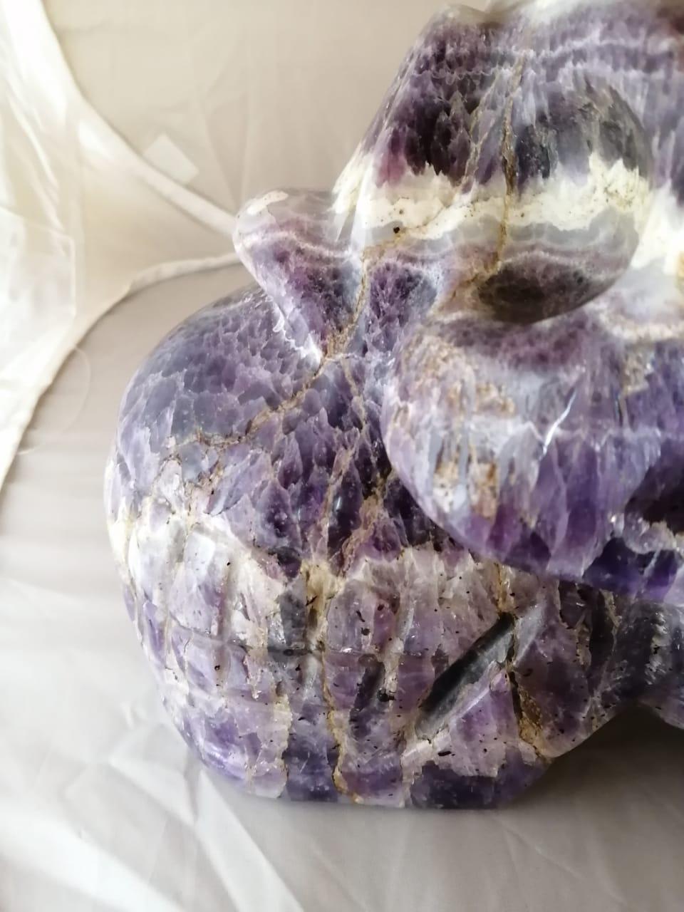 Large Carved Amethyst Quartz Skull 4