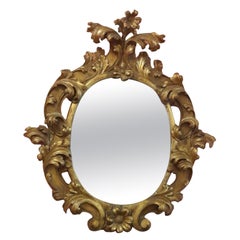 Grande specchio ovale intagliato e dorato, XVII secolo