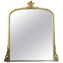 Large Carved and Gilt Mirror with Prince of Wales Feathers