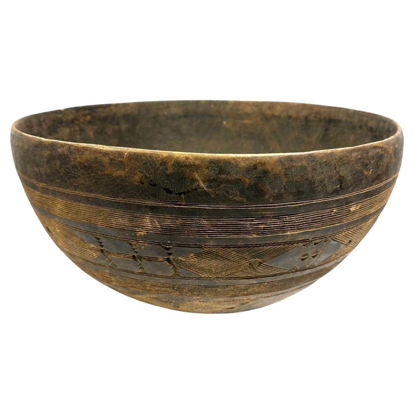 Large Carved and Incised Wooden Bowl from the Taureg Tribe in Mali, Africa