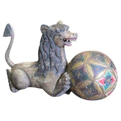 Large Carved and Painted Temple Lion, Pixiu or Foo Dog
