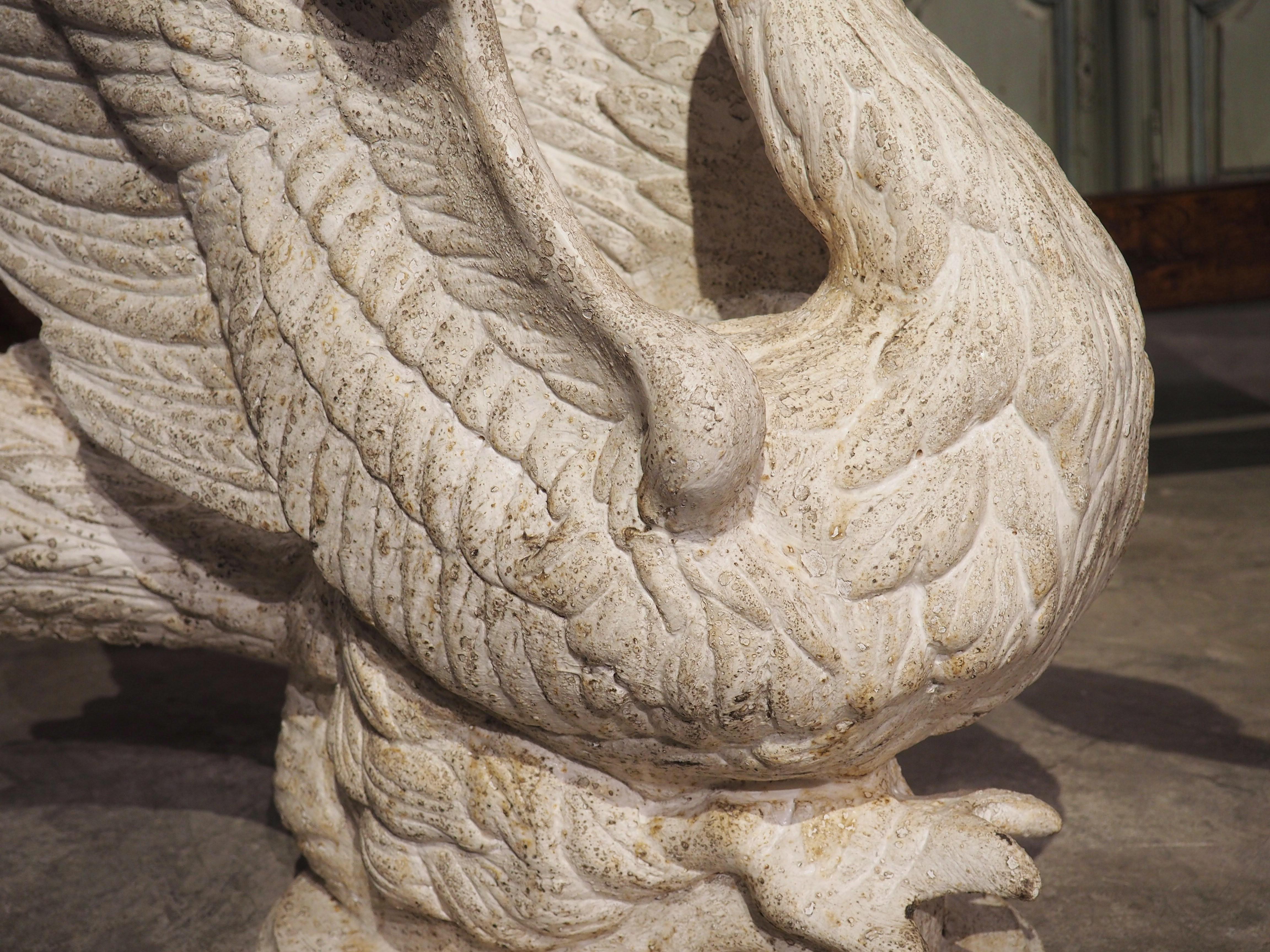 Hand-Carved Large Carved and Painted Wooden Swan Planter from Florence, Italy