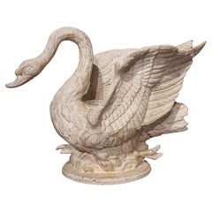 Large Carved and Painted Wooden Swan Planter from Florence, Italy