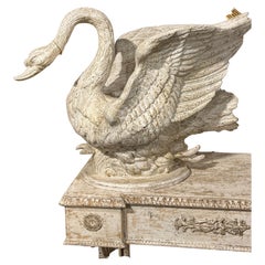 Large Carved and Painted Wooden Swan Planter from Italy 'On White Console'