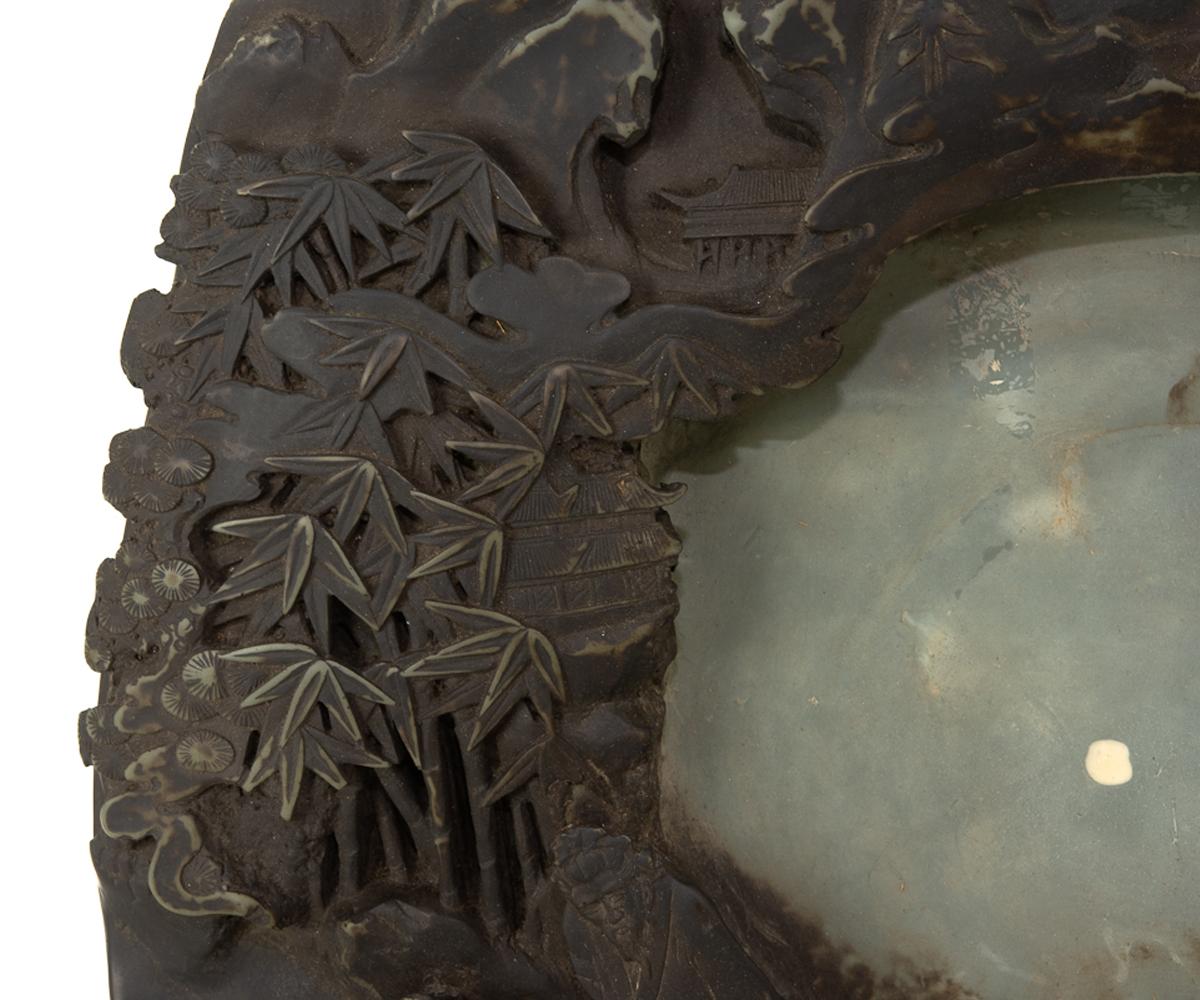 Hand-Carved Large Carved and Richly Textured Chinese Ink-Stone For Sale