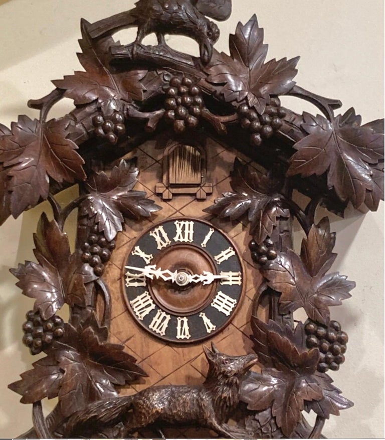 Large Carved Antique Black Forest Cuckoo Clock at 1stDibs