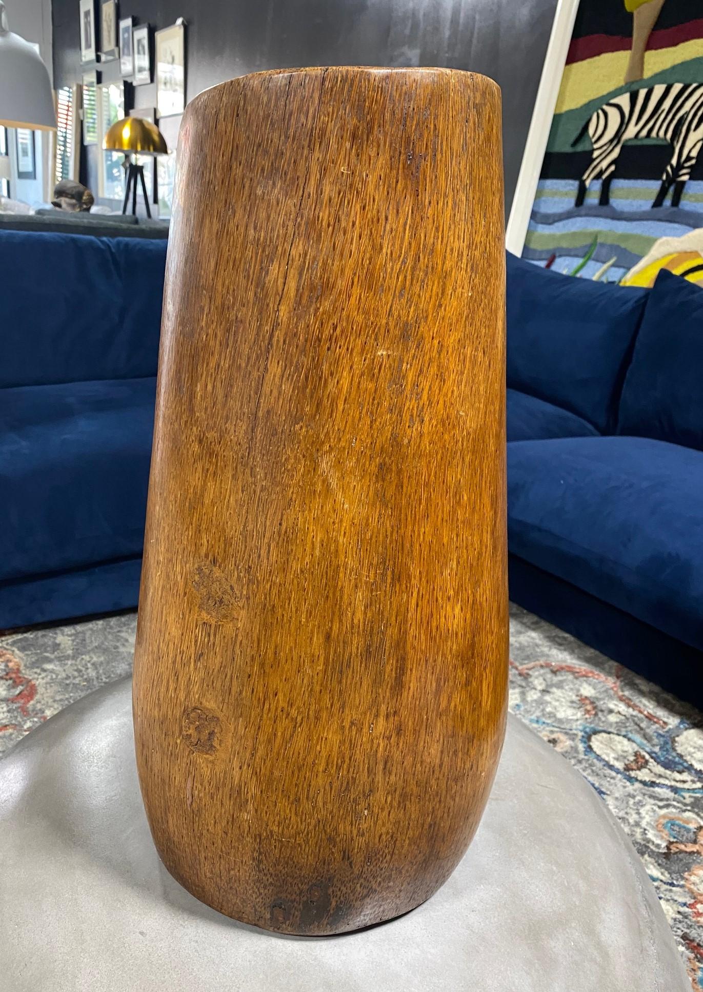 Large Carved Bamboo Wood Specimen Natural Organic Sculpural Wabi-Sabi Root Vase In Good Condition For Sale In Studio City, CA