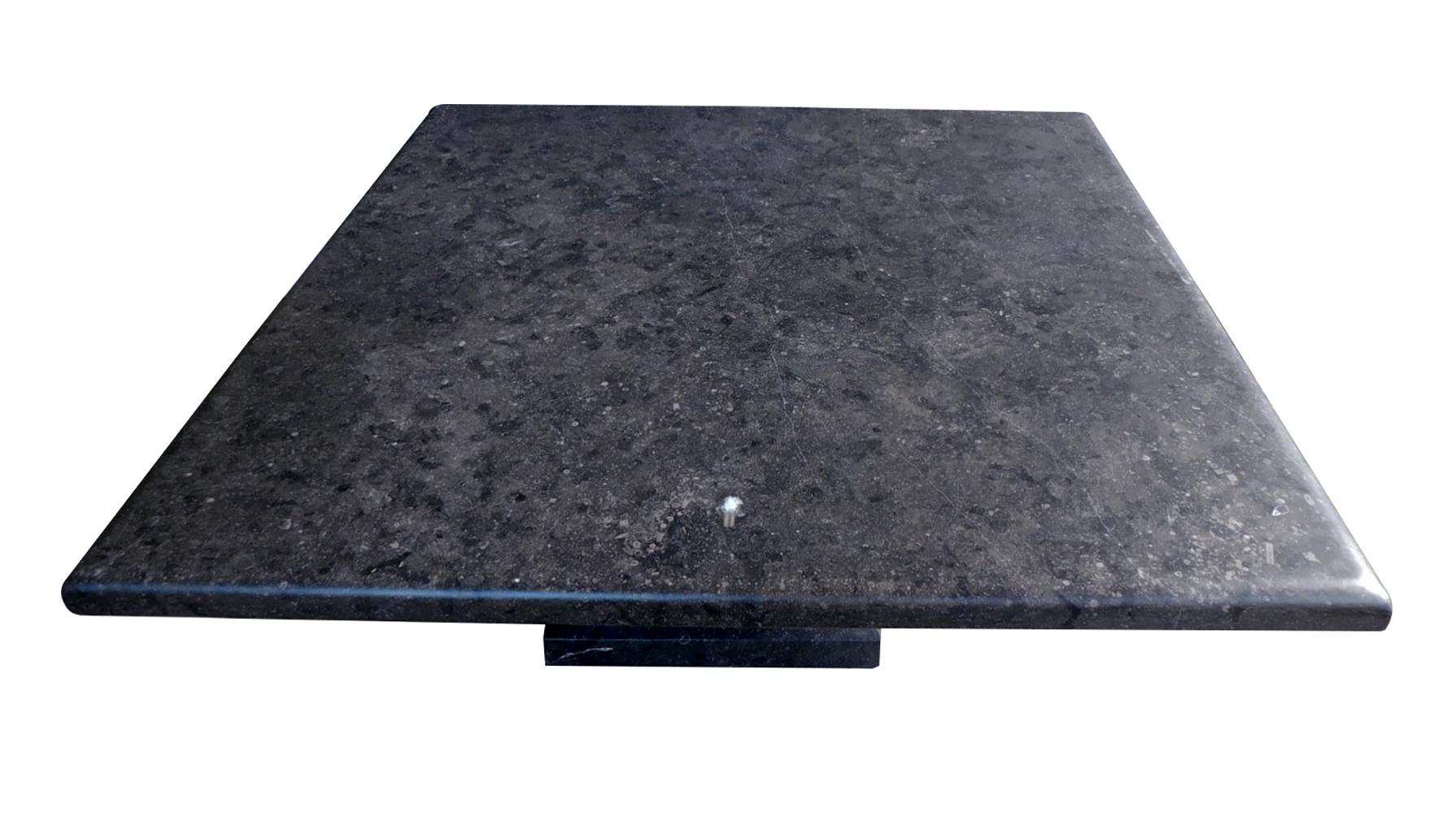 Stone Large Carved Belgian Bluestone Square Dining/Center Table with Baluster Support For Sale