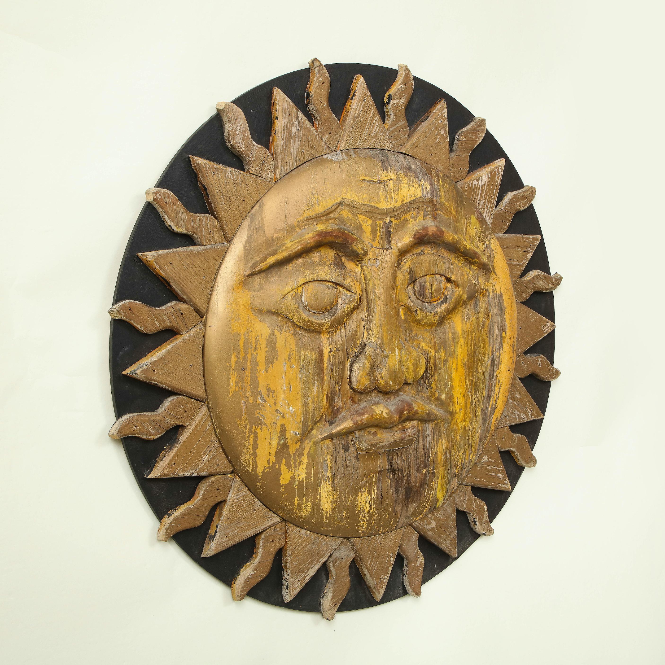 Large Carved Black and Gold-Painted Sunburst For Sale 3