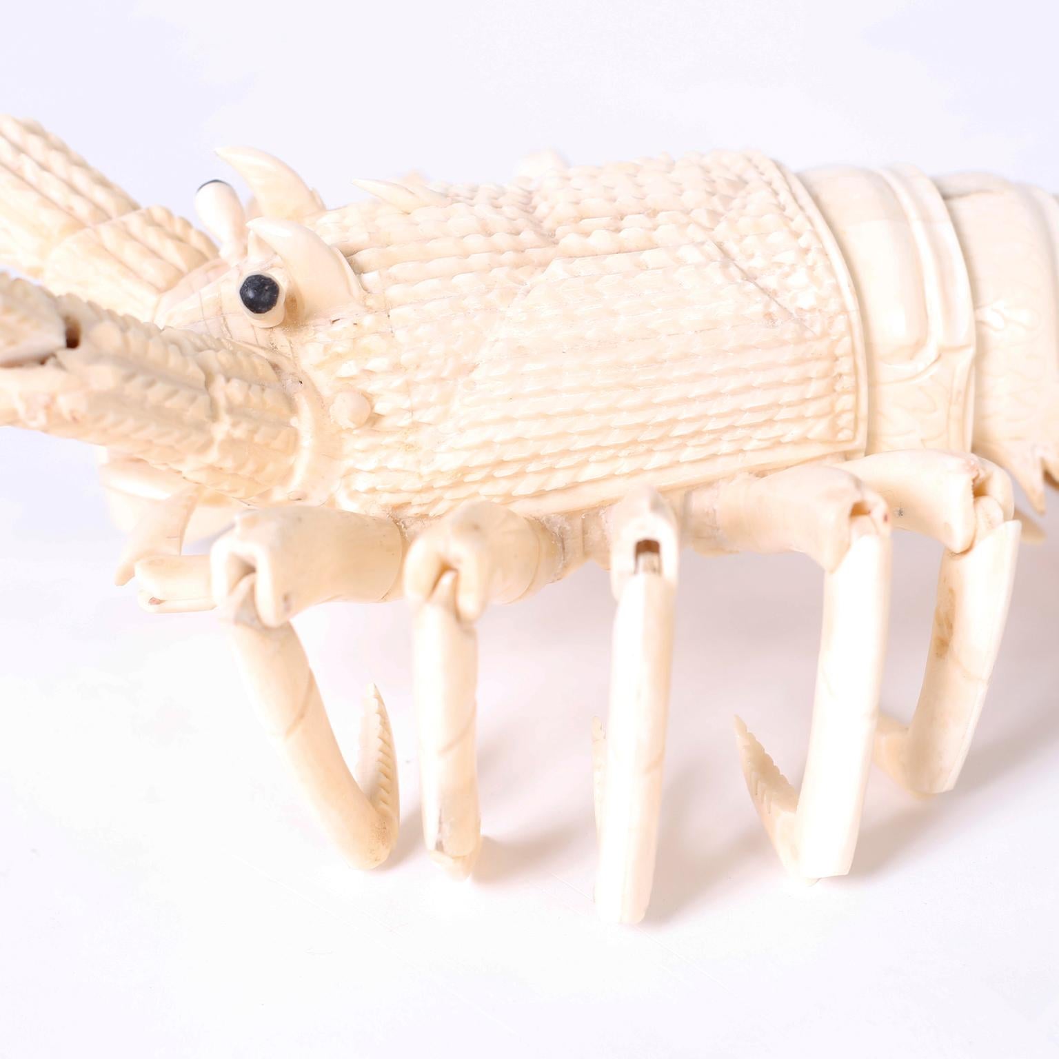 Organic Modern Large Carved Bone Lobster