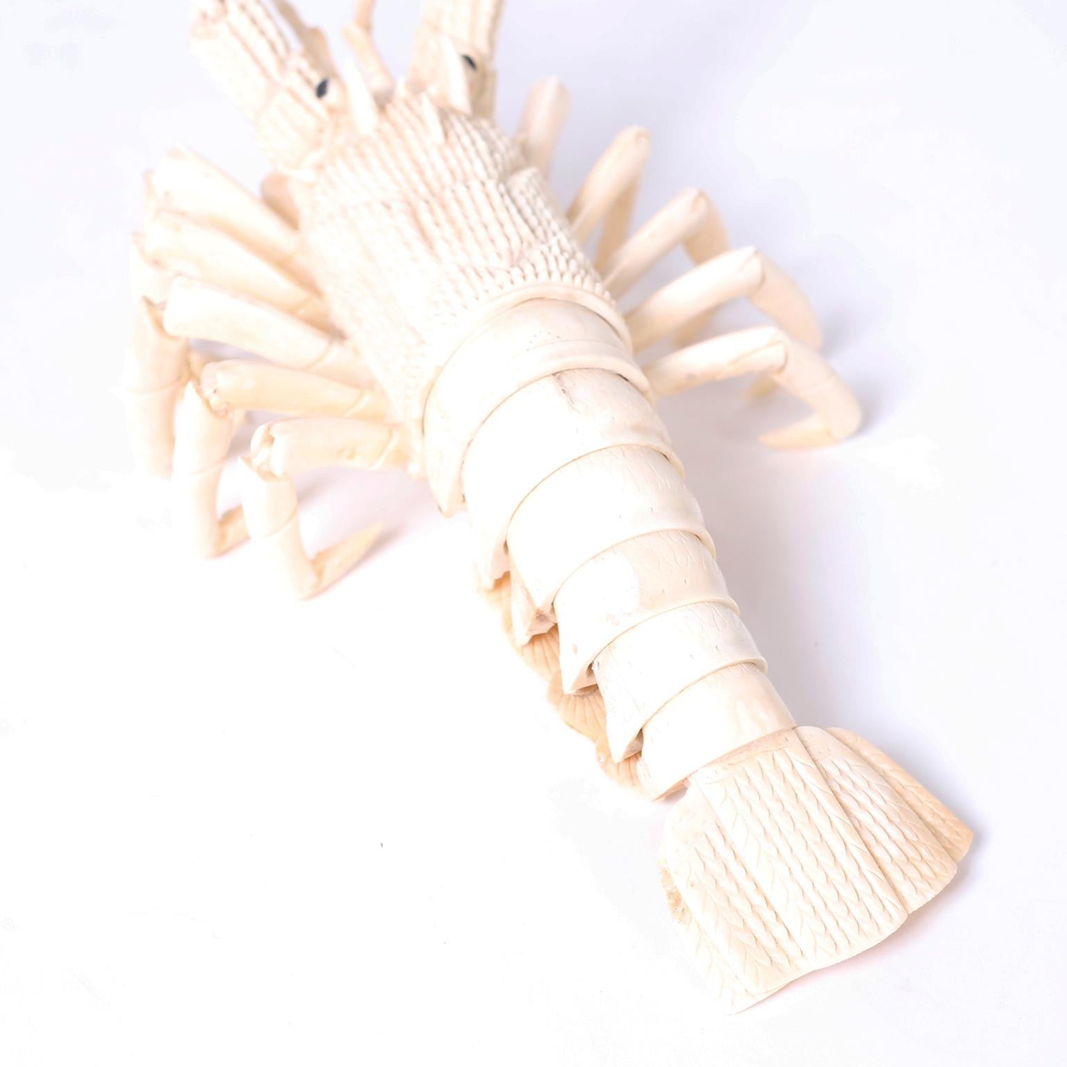 Chinese Large Carved Bone Lobster