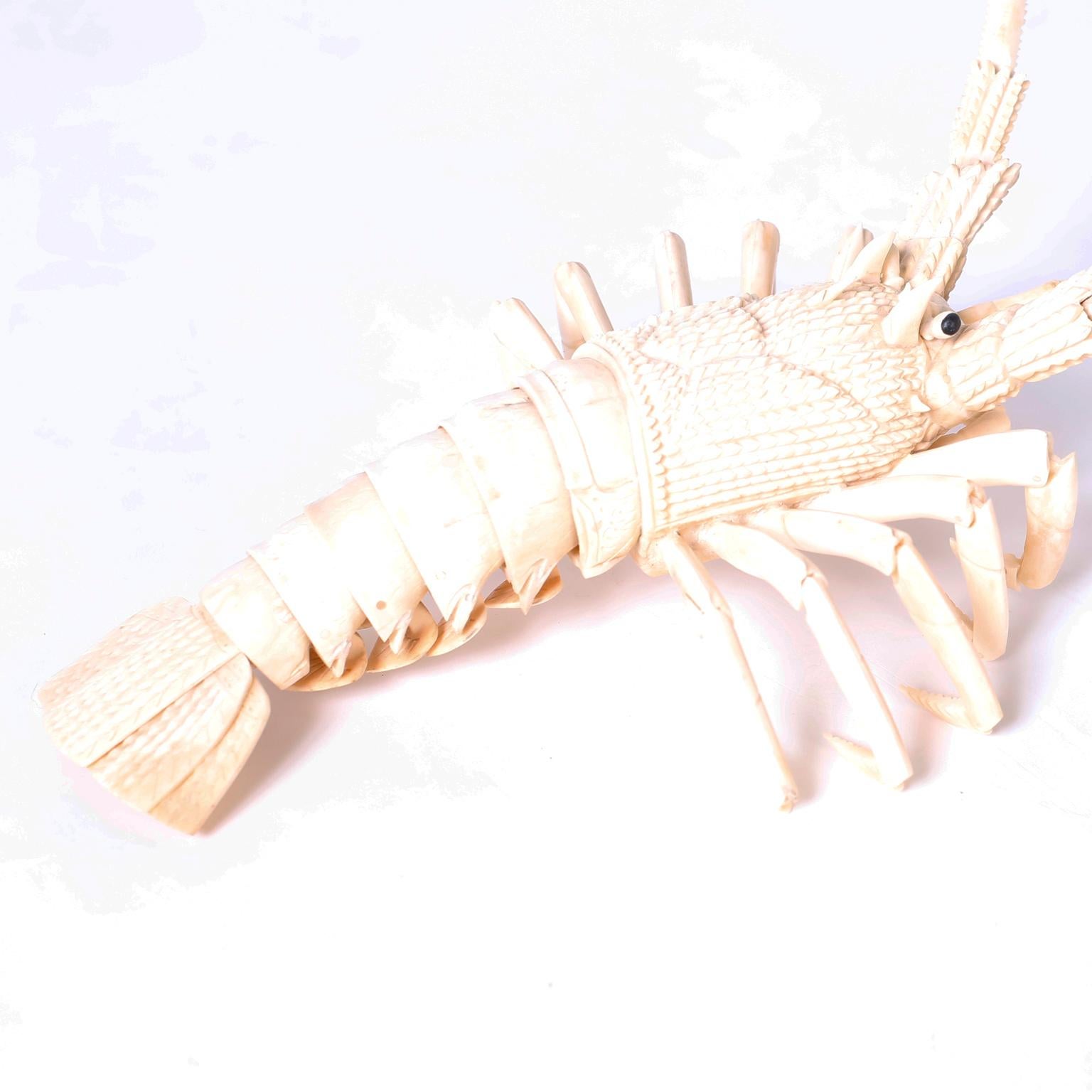 Hand-Carved Large Carved Bone Lobster