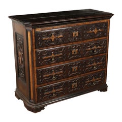 Large Carved Chest of Drawers Walnut, Italy, Early 18th Century