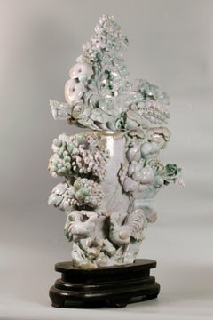 large, carved Chinese jade cover vase