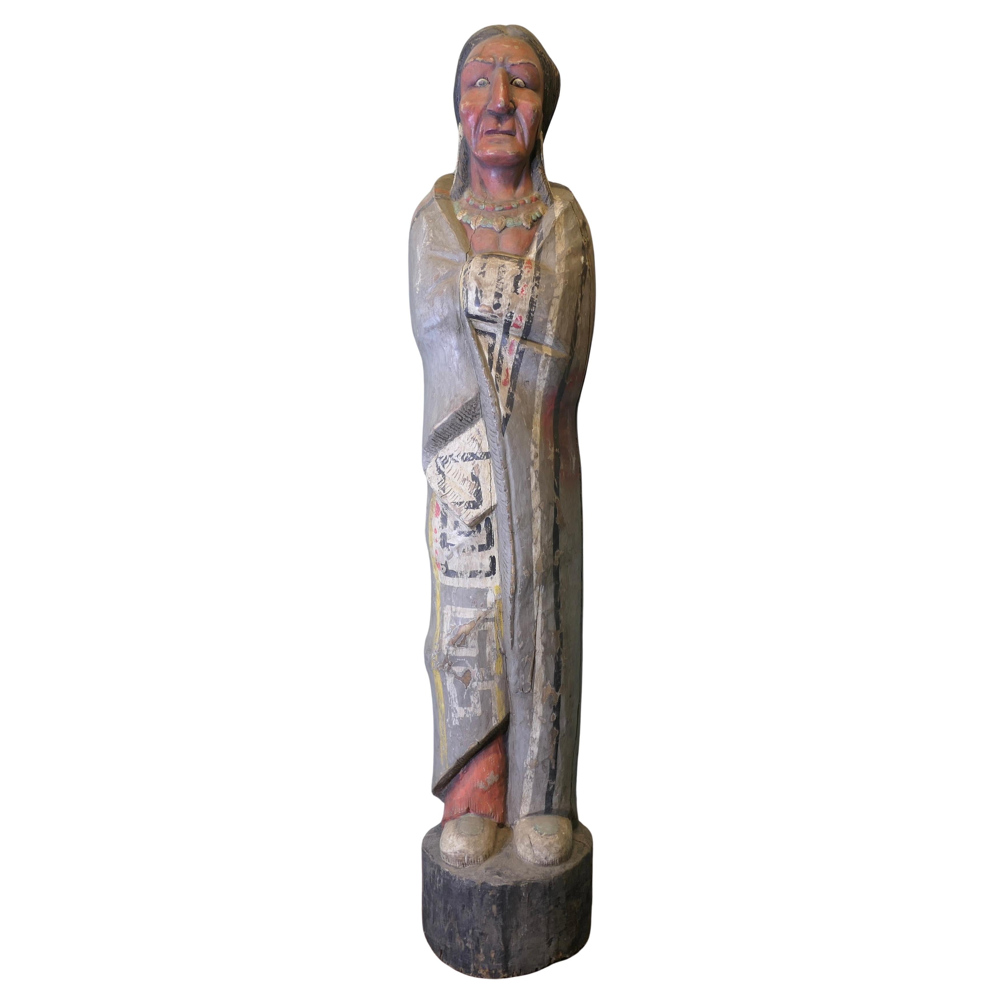 Grand Indien sculpté pour magasin de cigares, enseigne de magasin  Il s'agit d'une trouvaille très rare, il i en vente