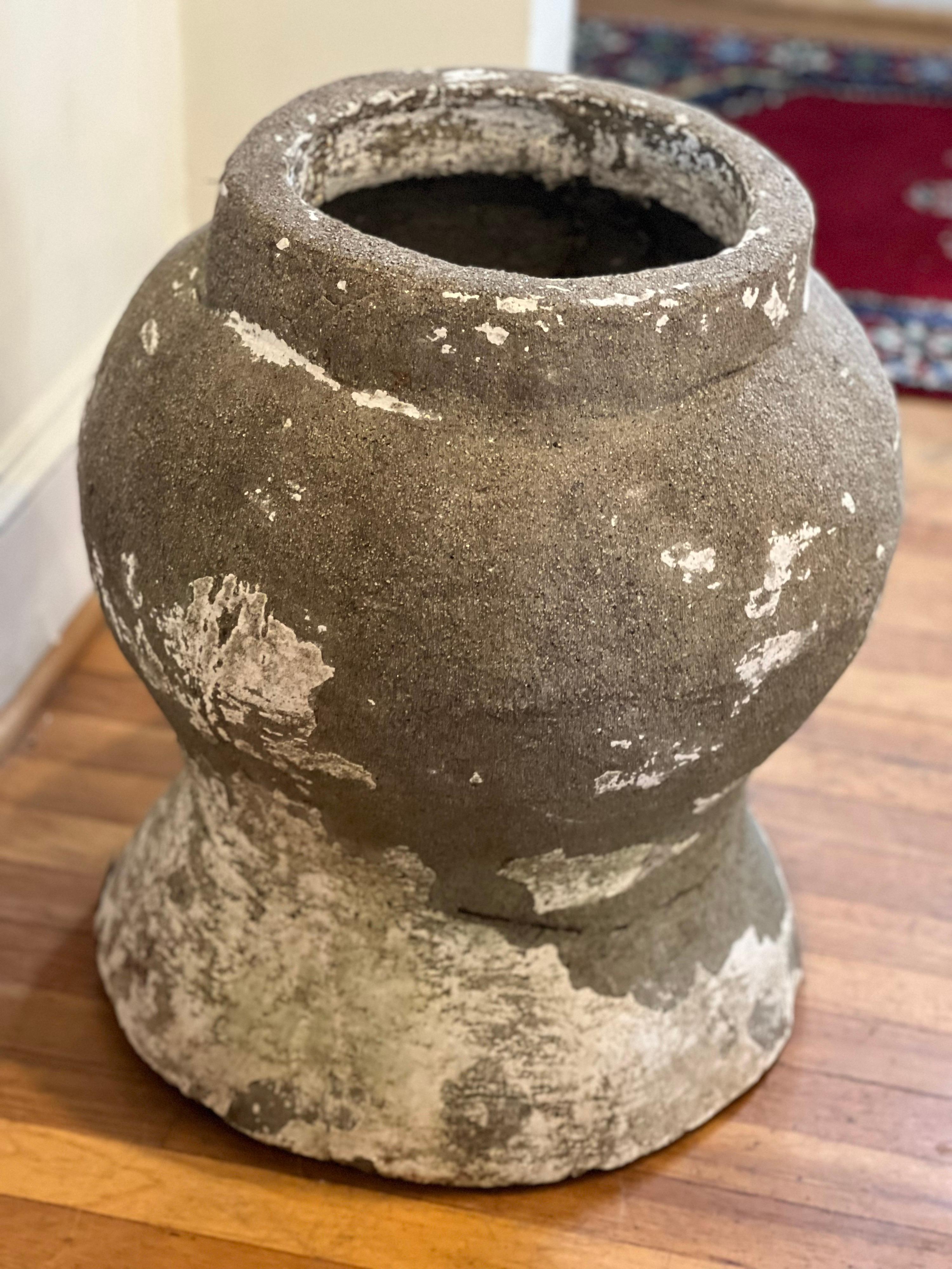 20th Century Large Carved Concrete French Modern Stone Pot/Planter/Urn For Sale