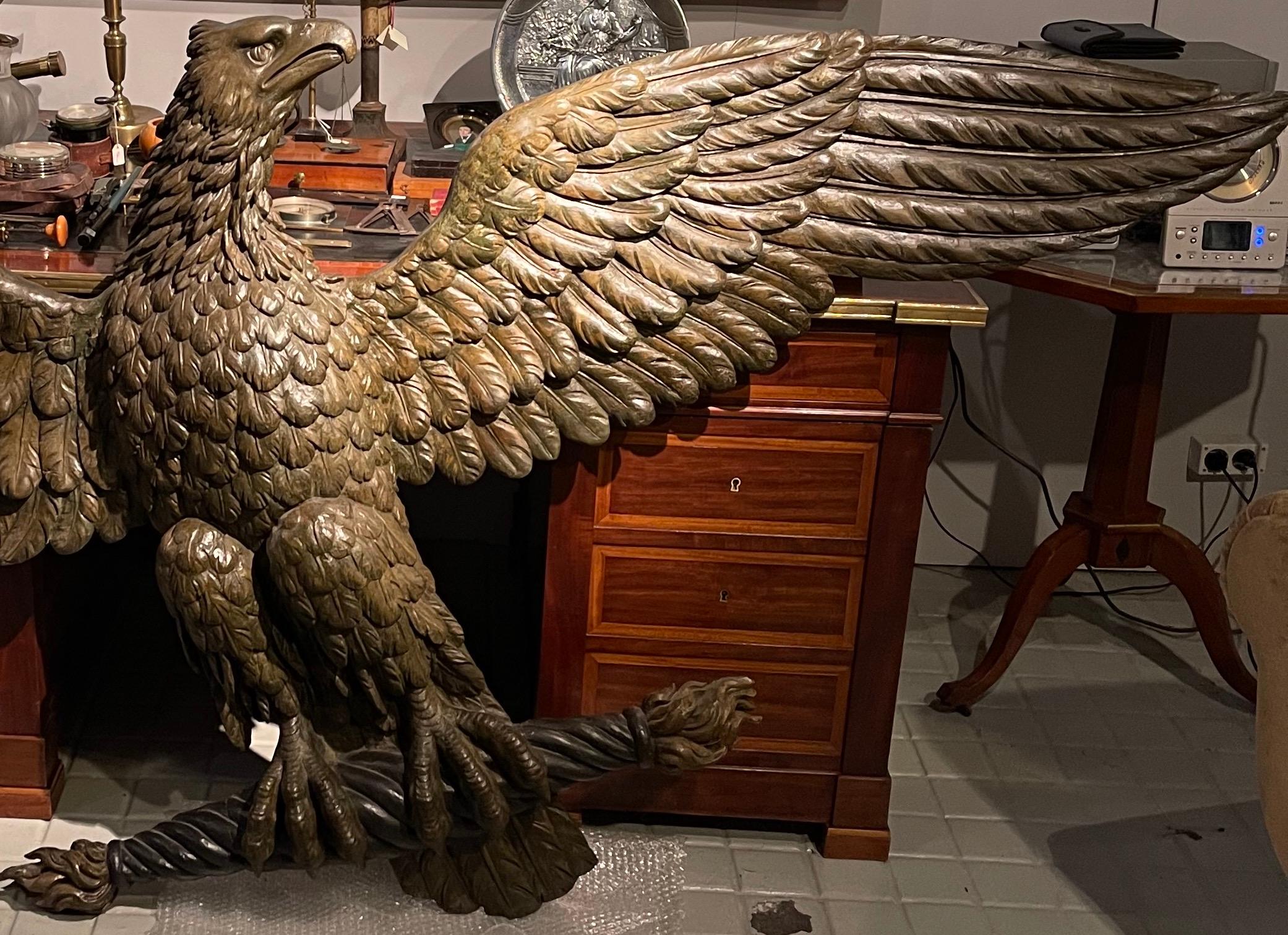 large eagle wood carving