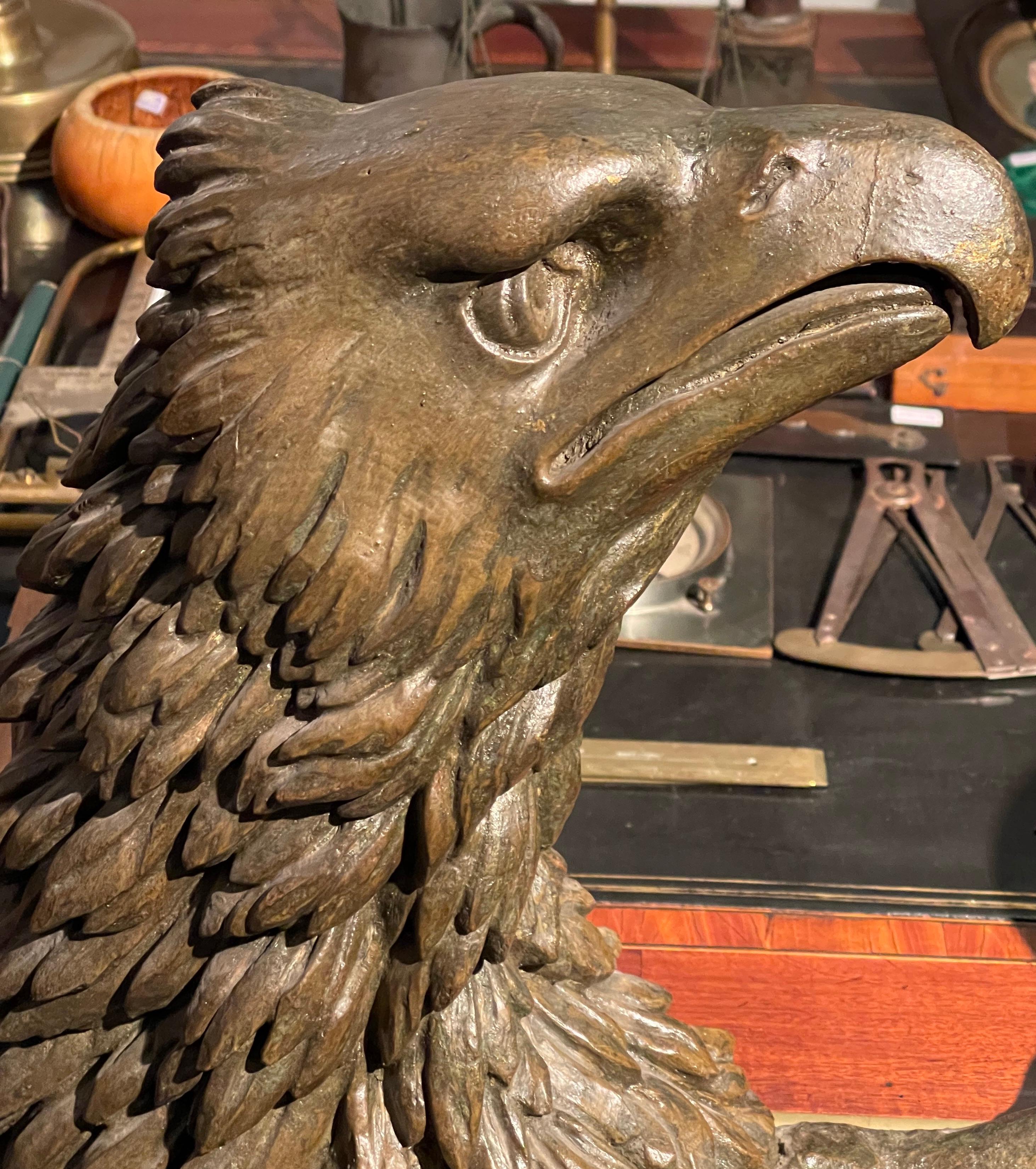 19th Century Large Carved Eagle in Oak and Beechwood, Empire Period For Sale