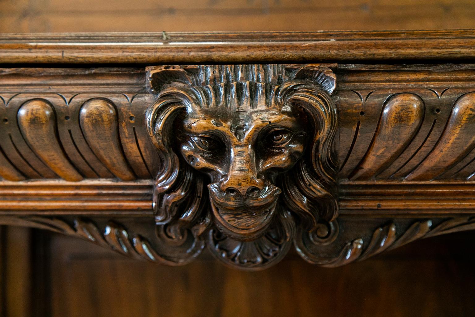Mid-19th Century Large Carved English Solid Walnut Hall Stand For Sale