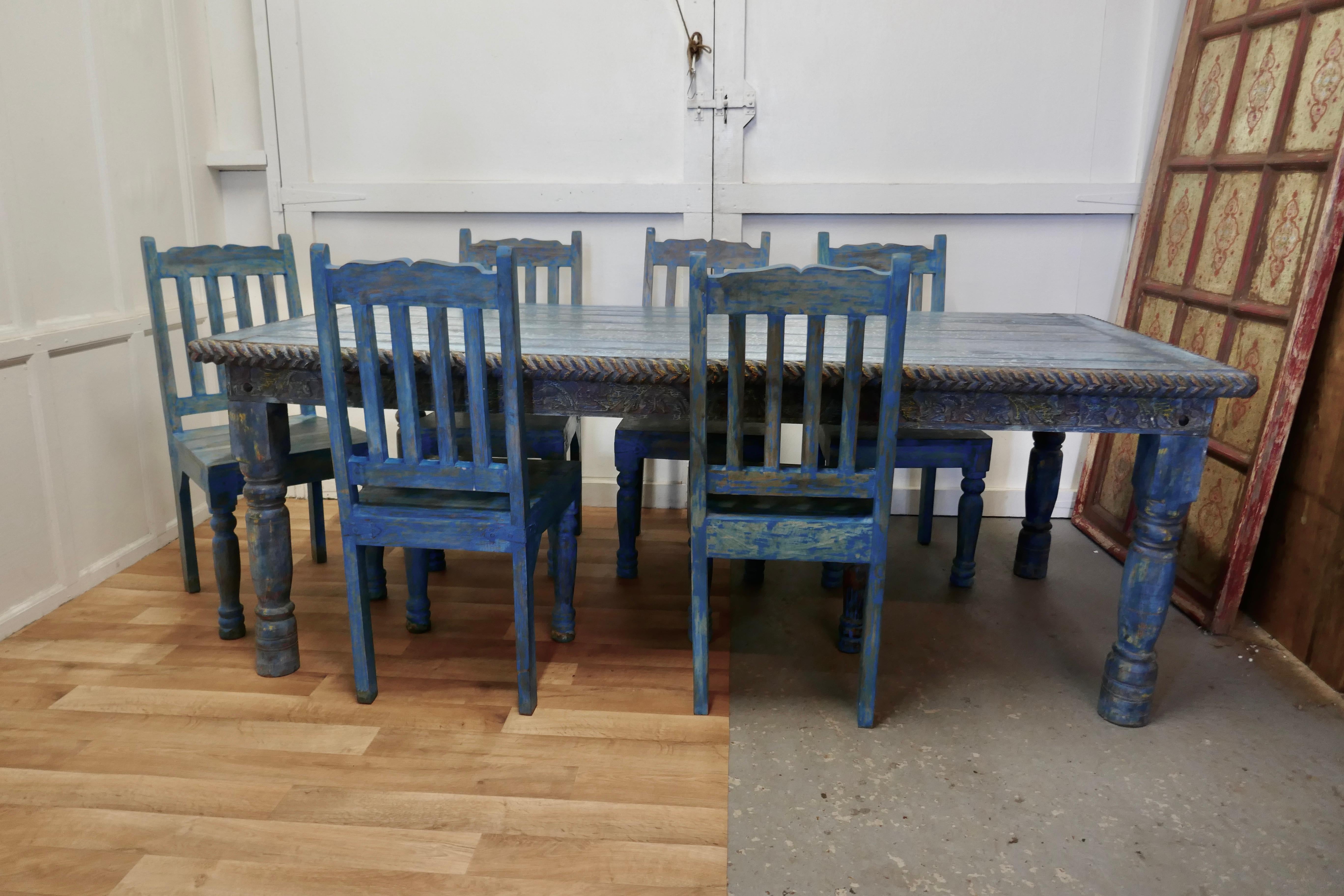 mexican pine dining table and 6 chairs