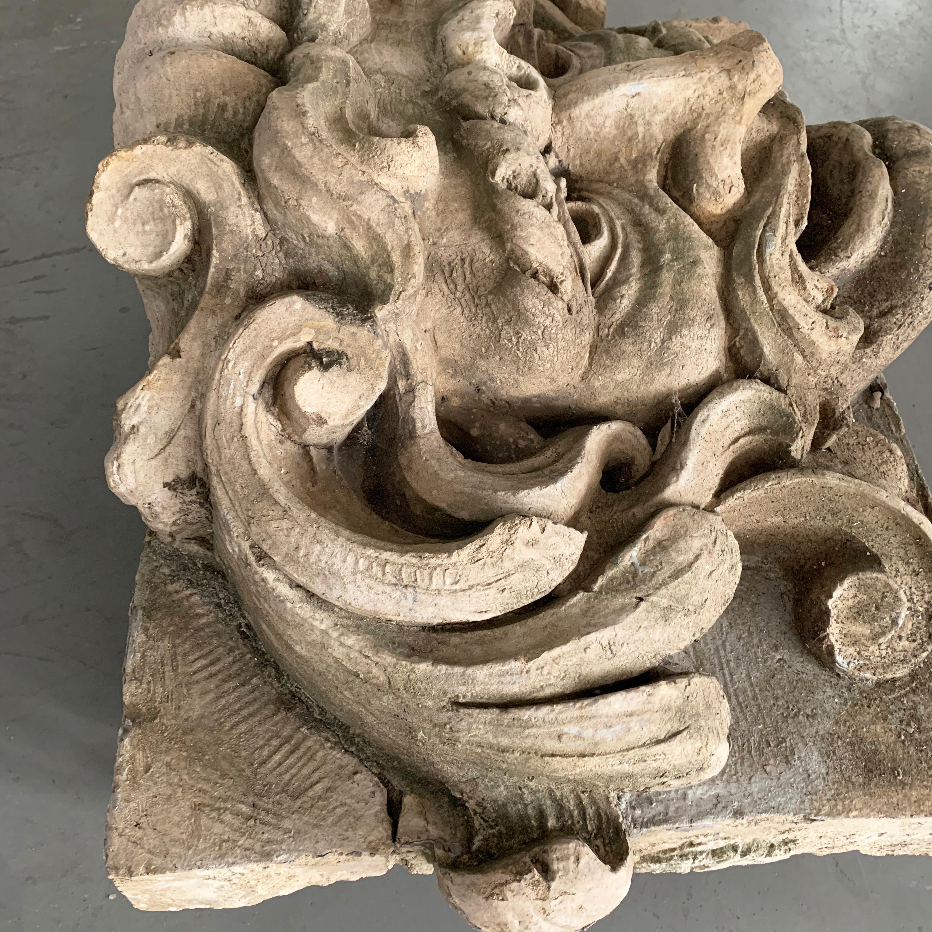 20th Century Large Carved Garden Gargoyle Alto Relief For Sale
