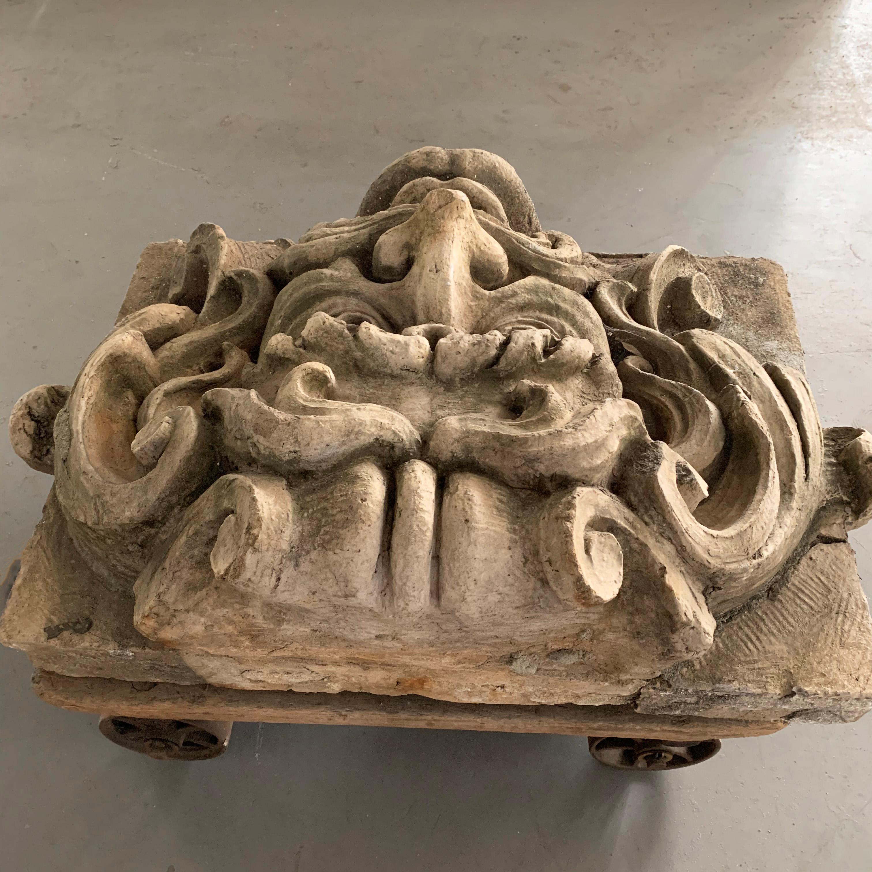 Concrete Large Carved Garden Gargoyle Alto Relief For Sale