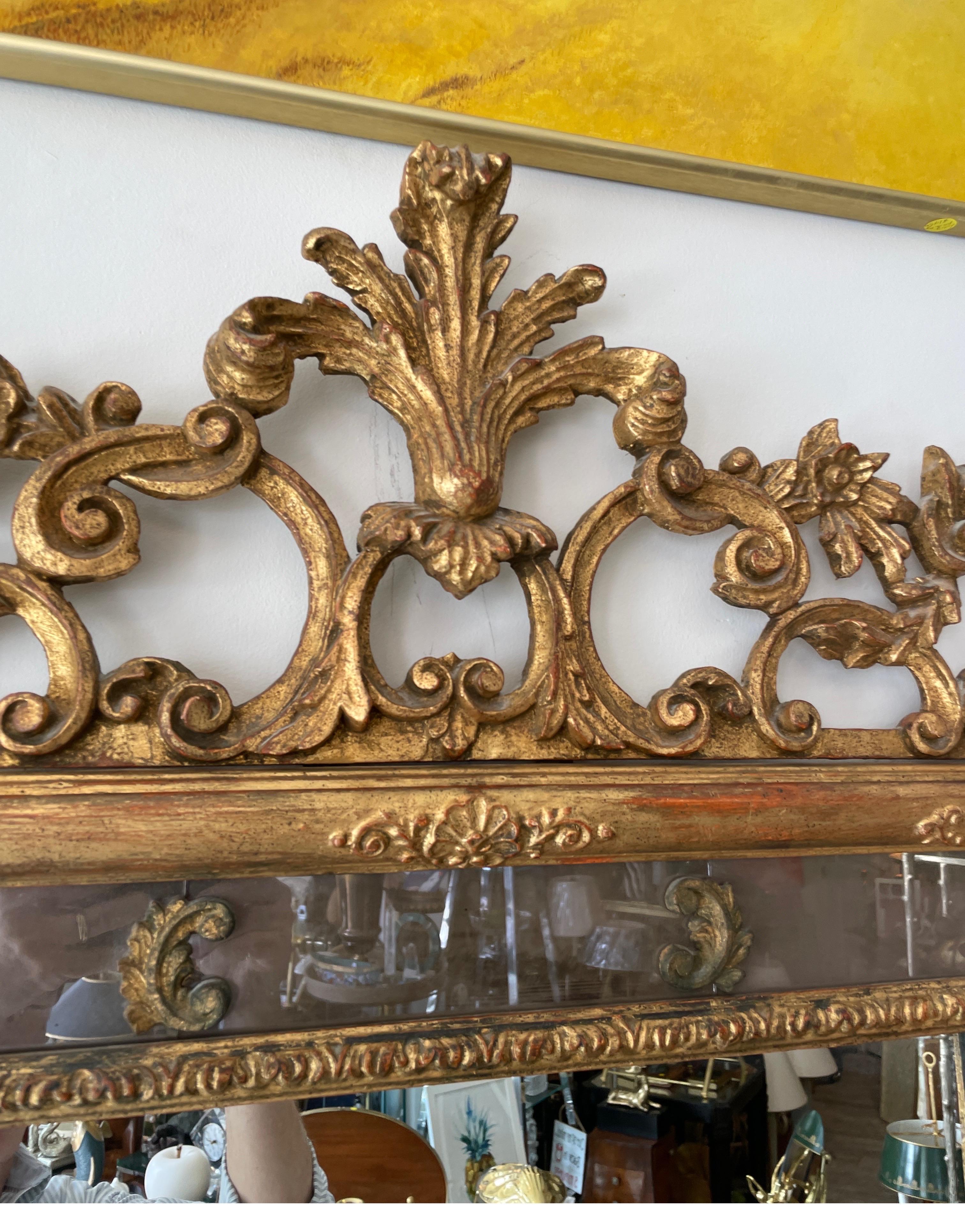 Large Carved & Gilded Italian Rococo Mirror In Good Condition For Sale In West Palm Beach, FL