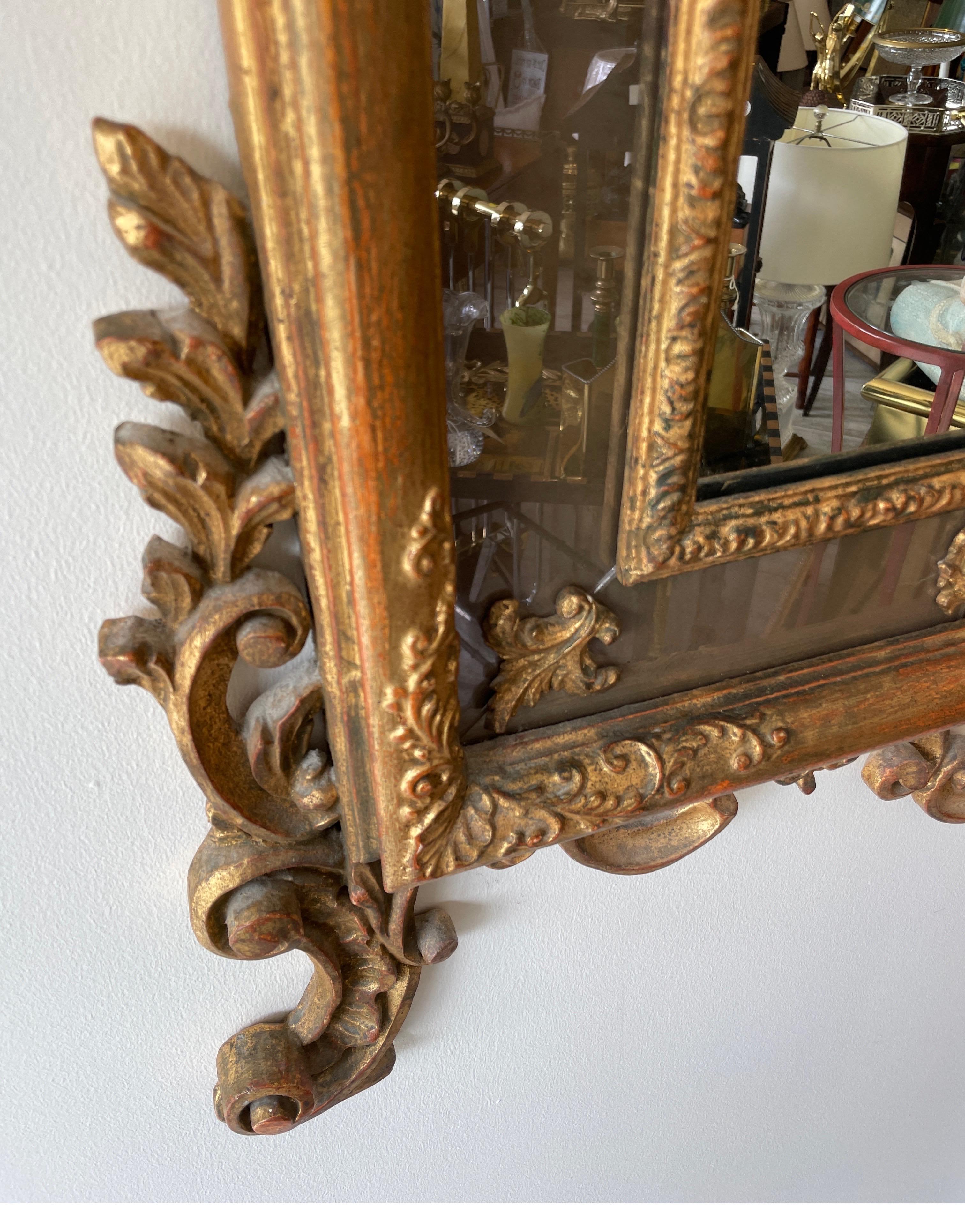 Giltwood Large Carved & Gilded Italian Rococo Mirror For Sale