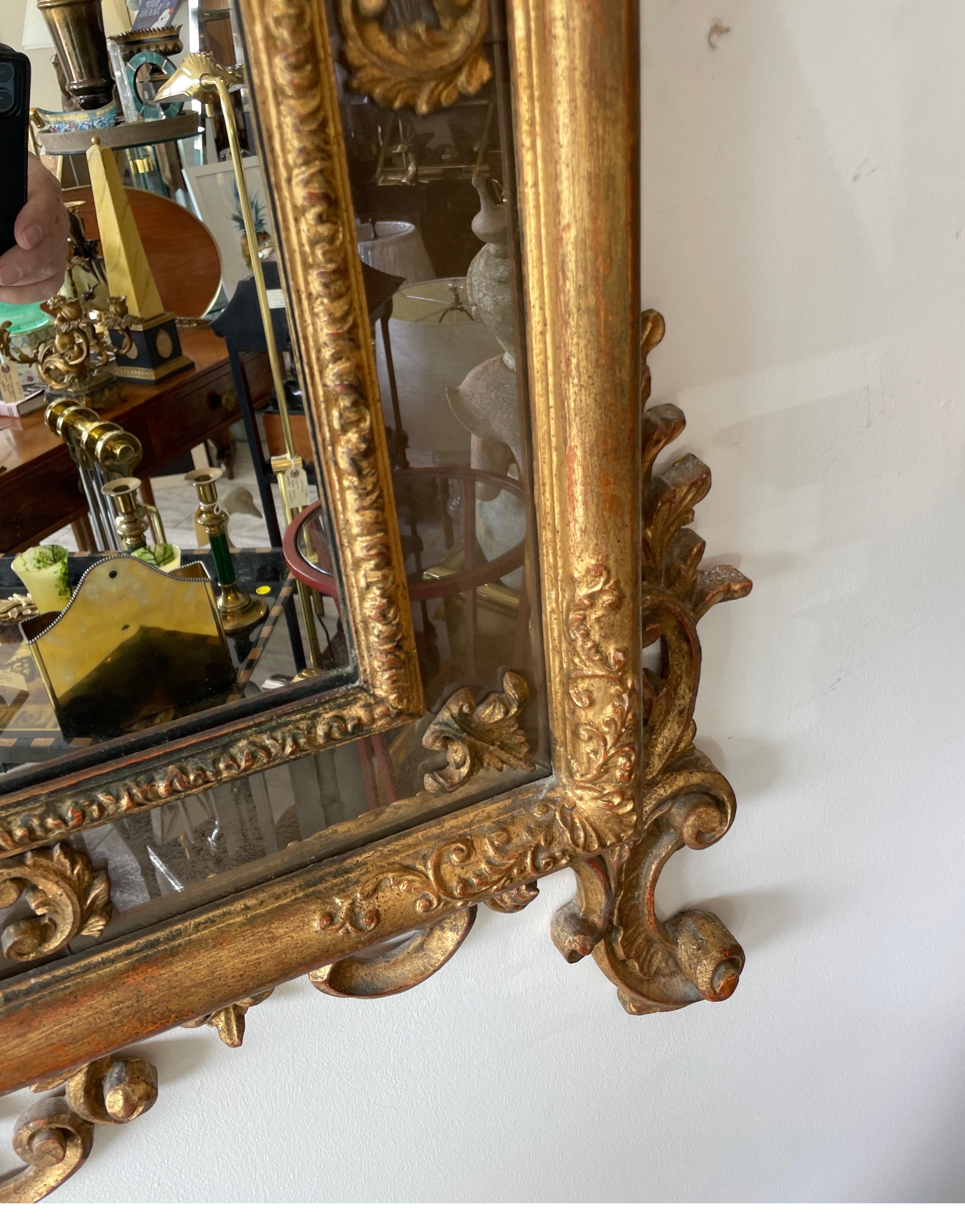 Large Carved & Gilded Italian Rococo Mirror For Sale 2