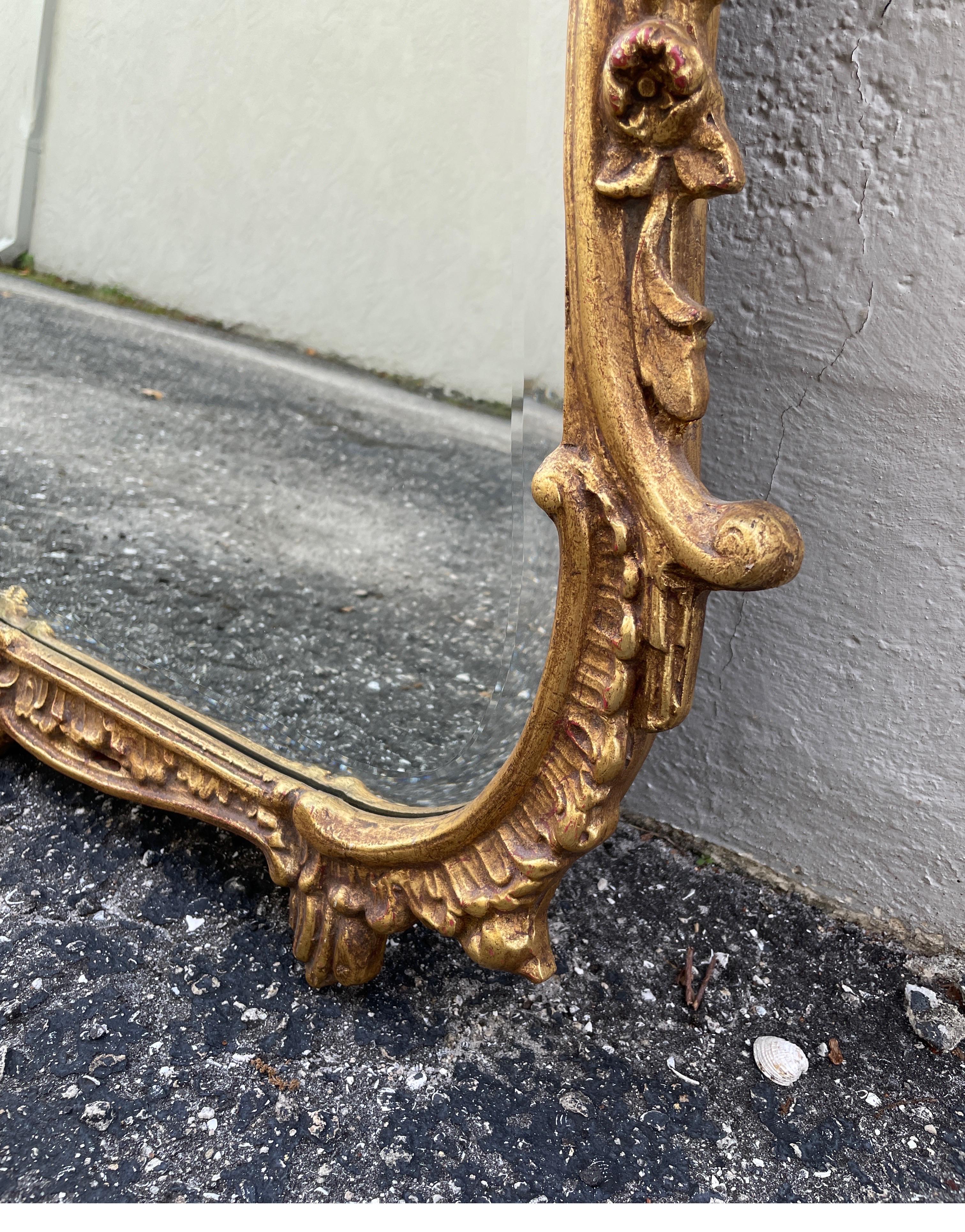 Large Carved & Gilded Mirror In Good Condition In West Palm Beach, FL