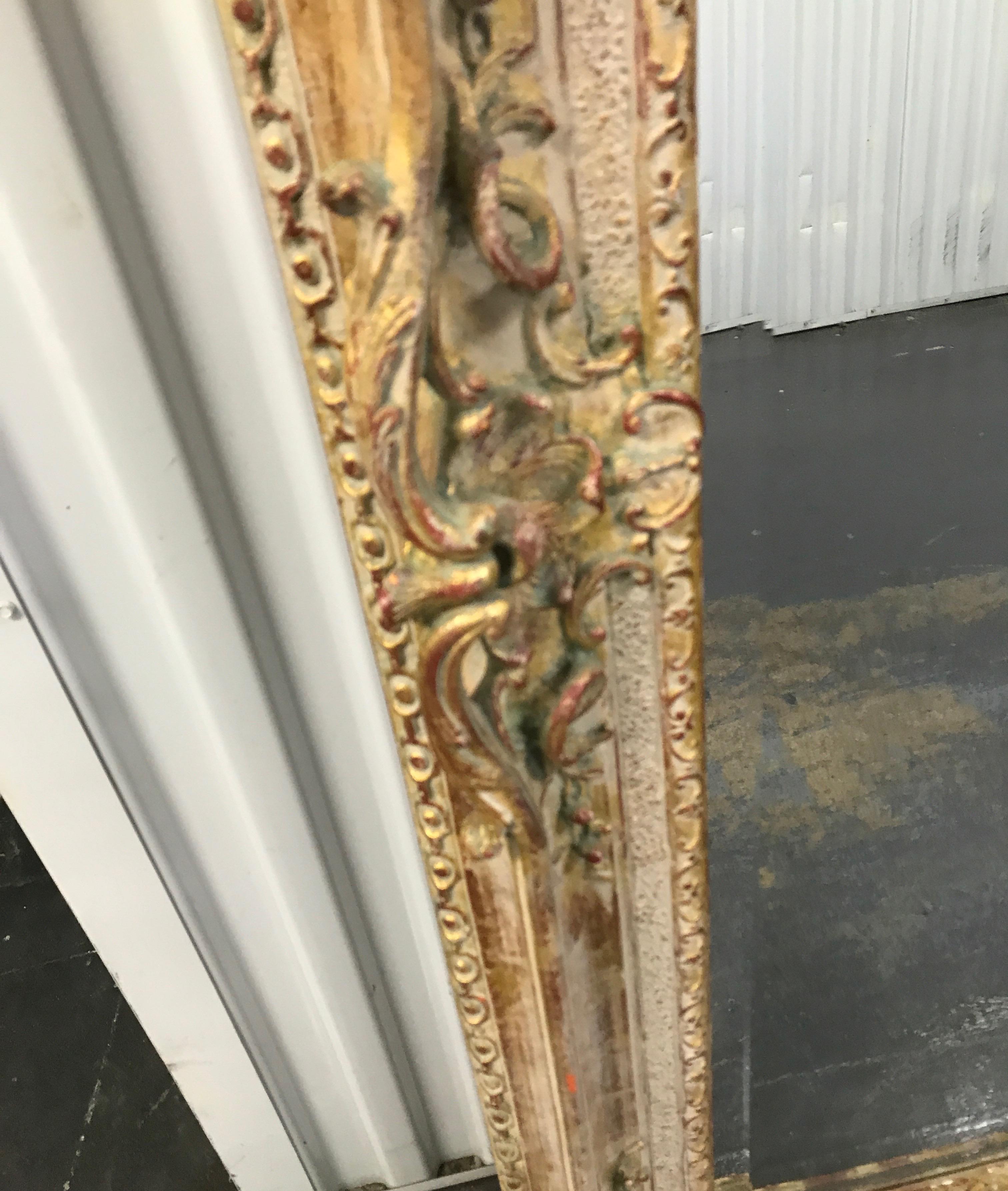 20th Century Large Carved, Gilded and Painted Mirror For Sale
