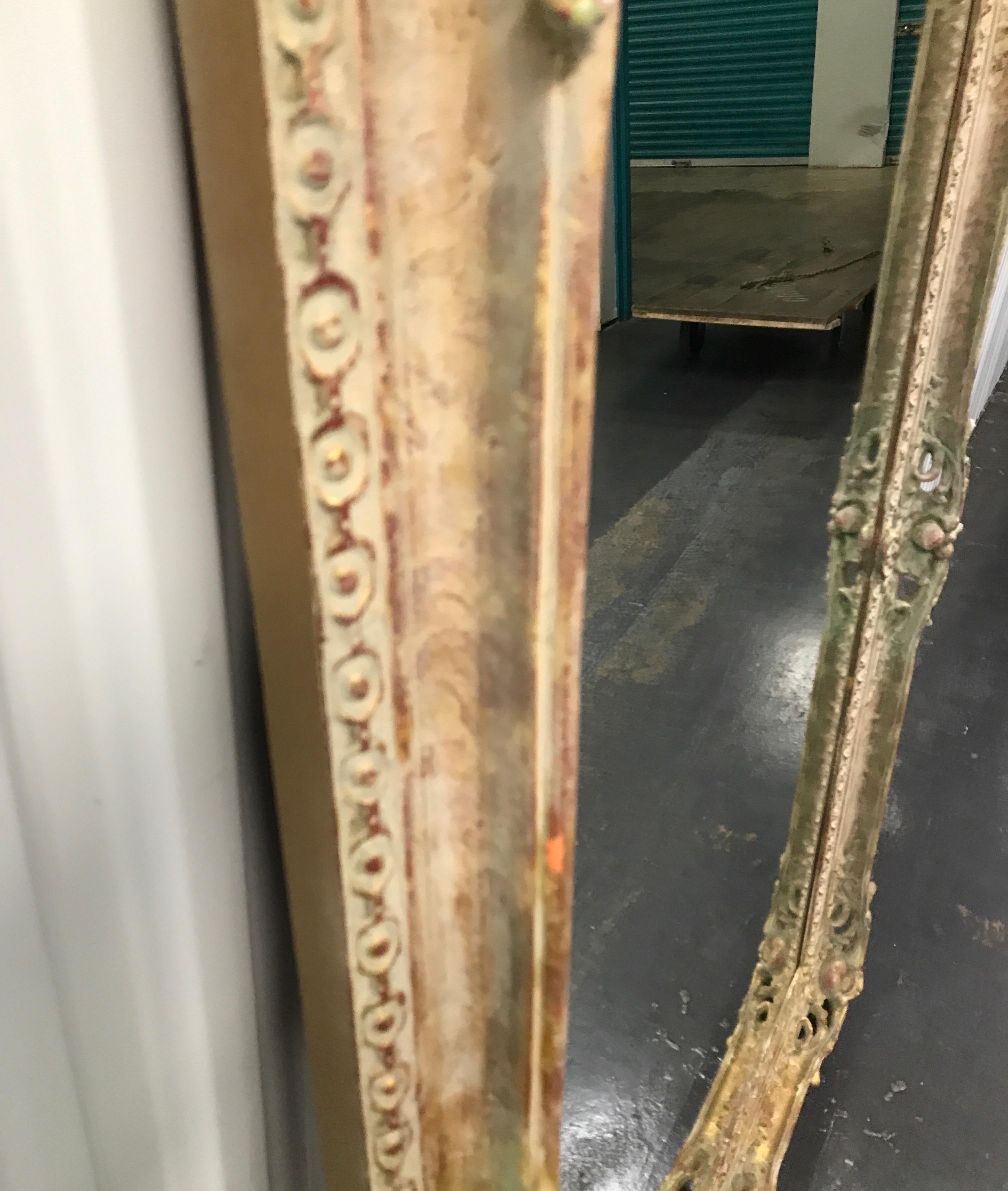 Large Carved, Gilded and Painted Mirror For Sale 3