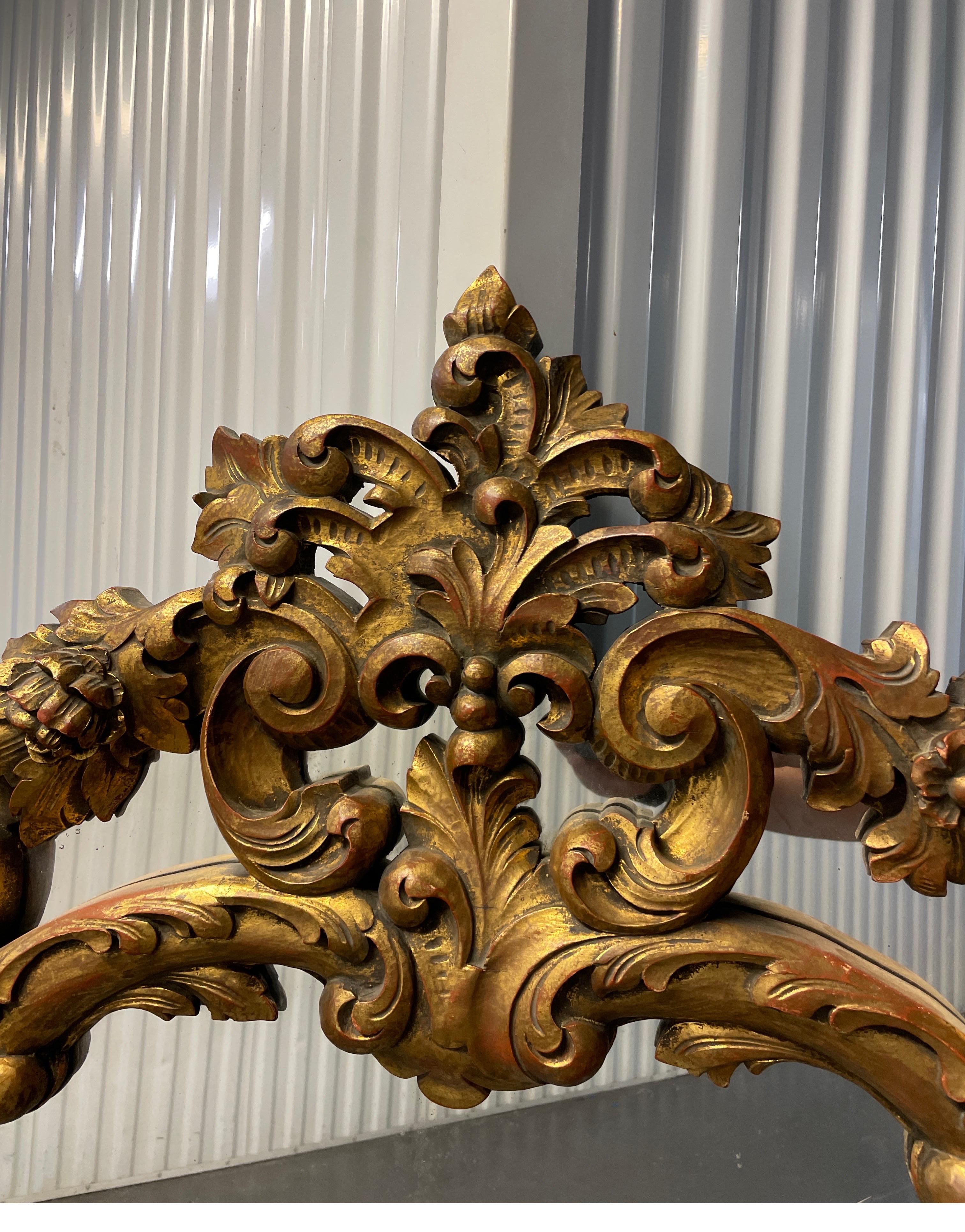 Large Carved & Gilded Rococo Italian Mirror In Good Condition For Sale In West Palm Beach, FL