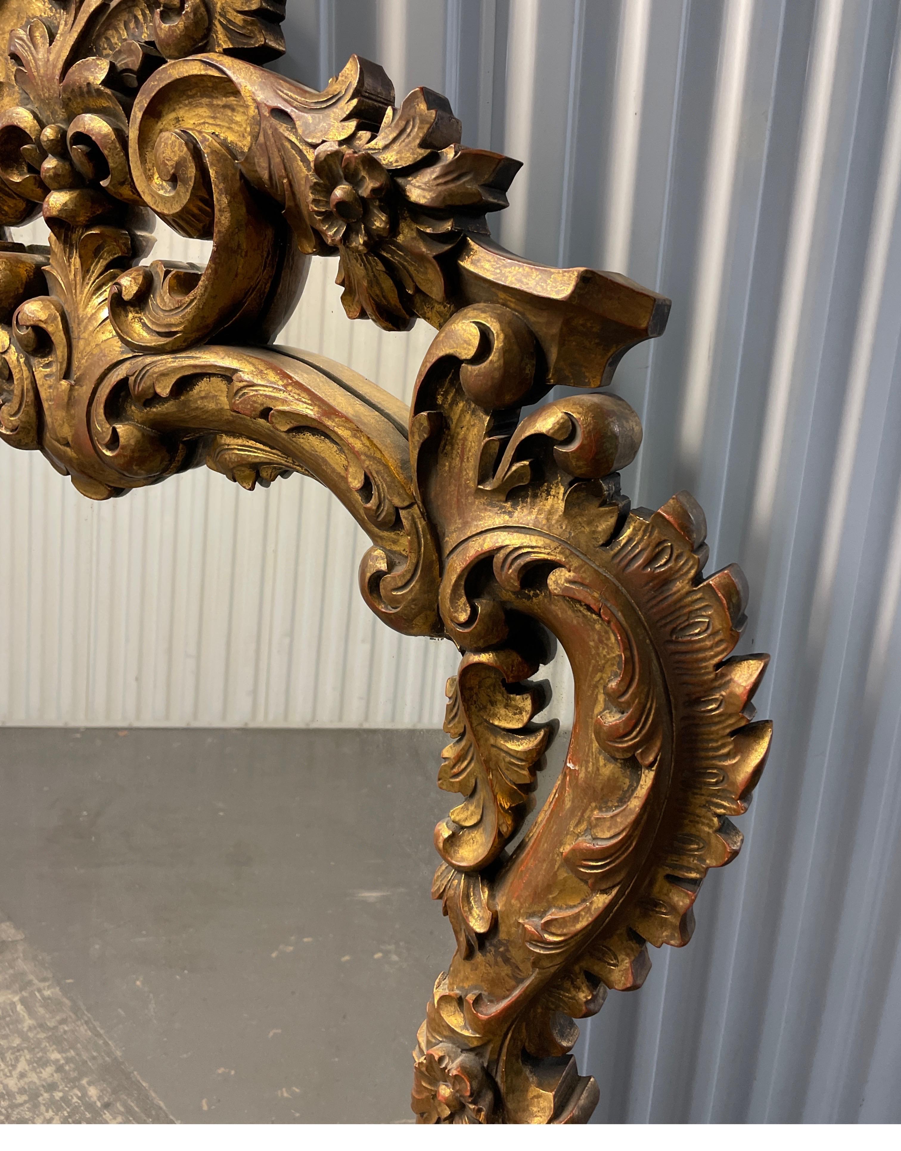 19th Century Large Carved & Gilded Rococo Italian Mirror For Sale