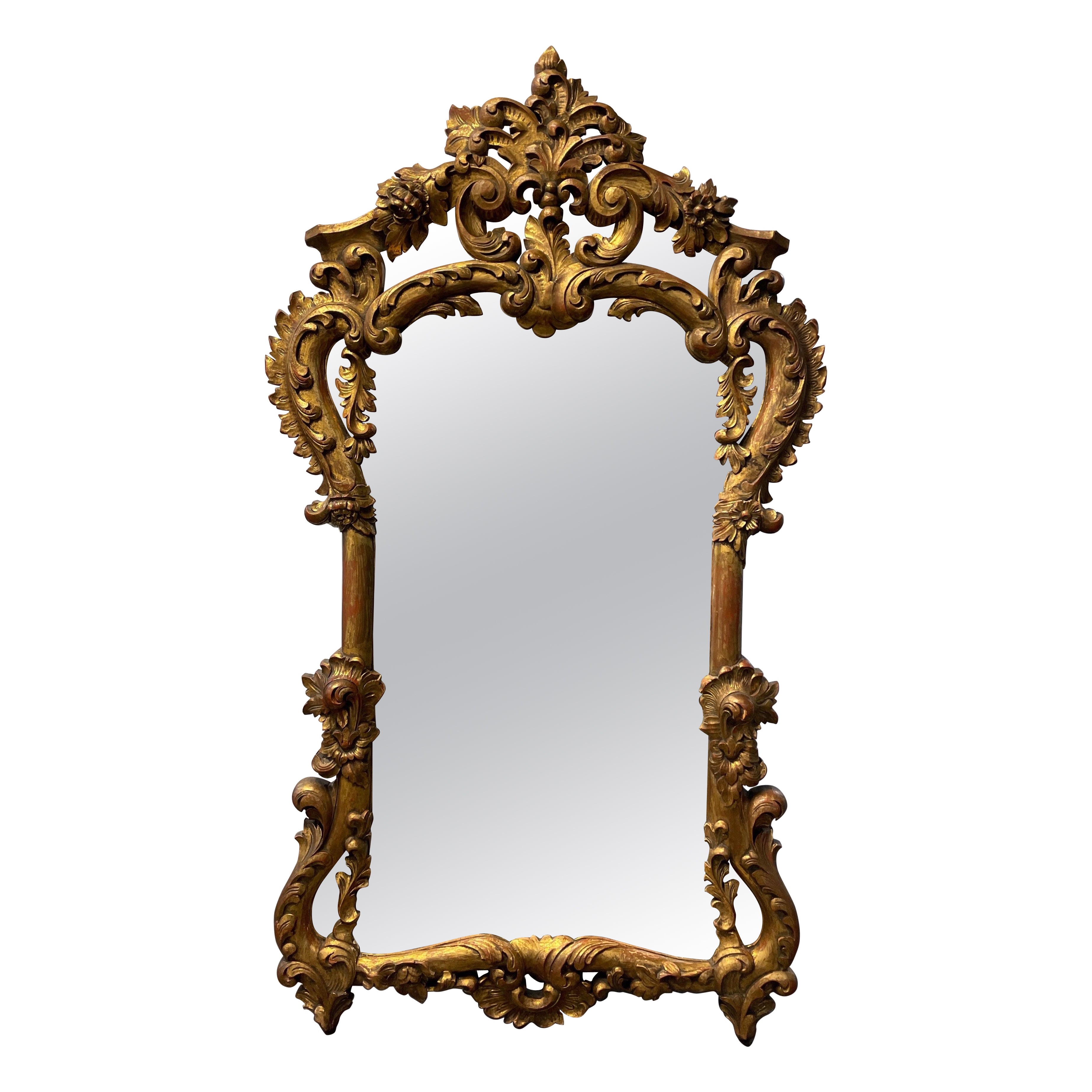 Large Carved & Gilded Rococo Italian Mirror