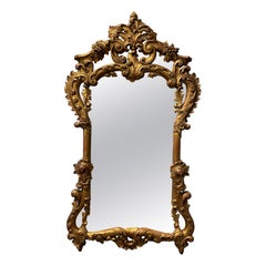 Antique Large Carved & Gilded Rococo Italian Mirror
