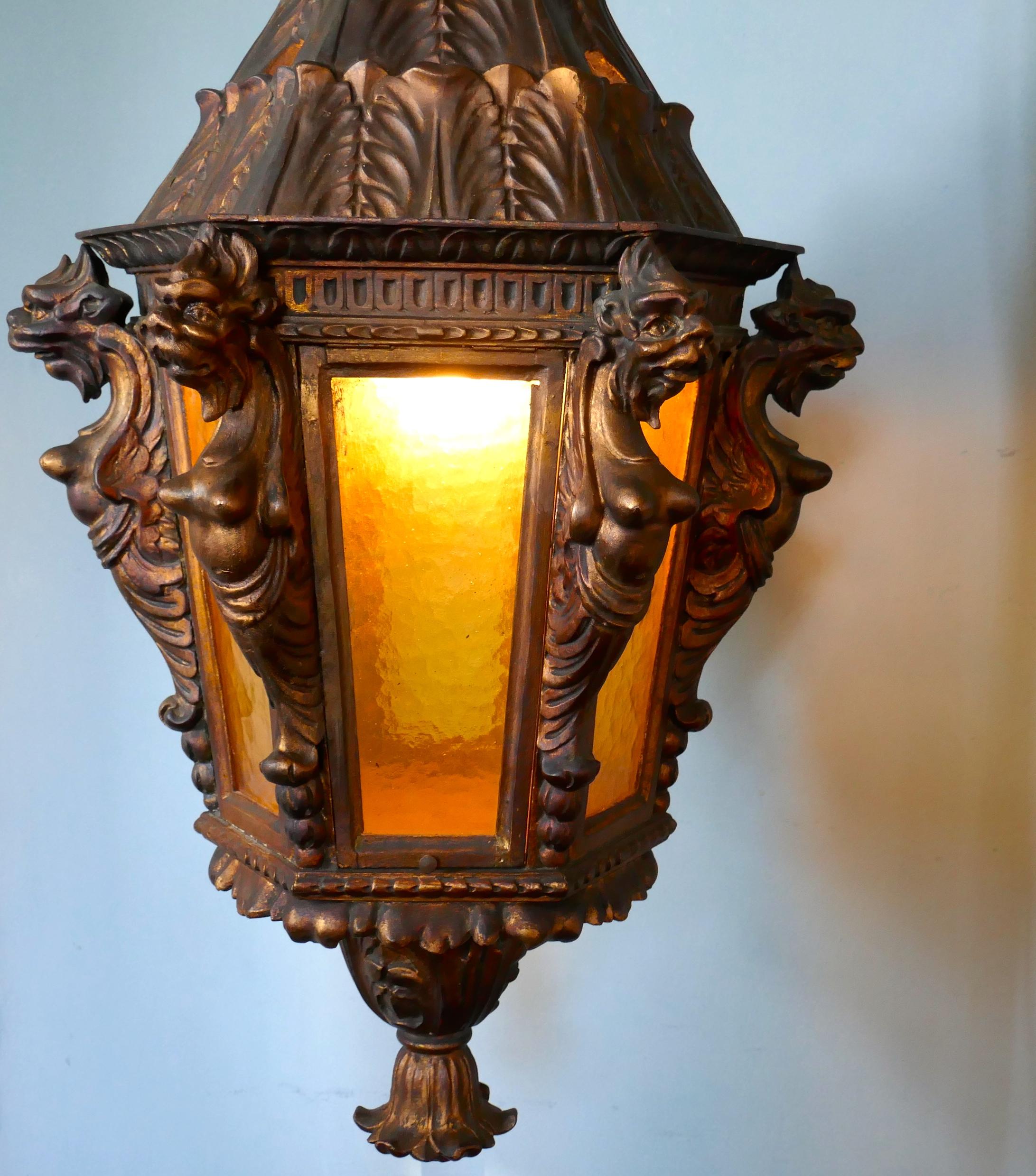 Large Carved Gilded Wooden Lantern from Theatre Royal Brighton For Sale 2