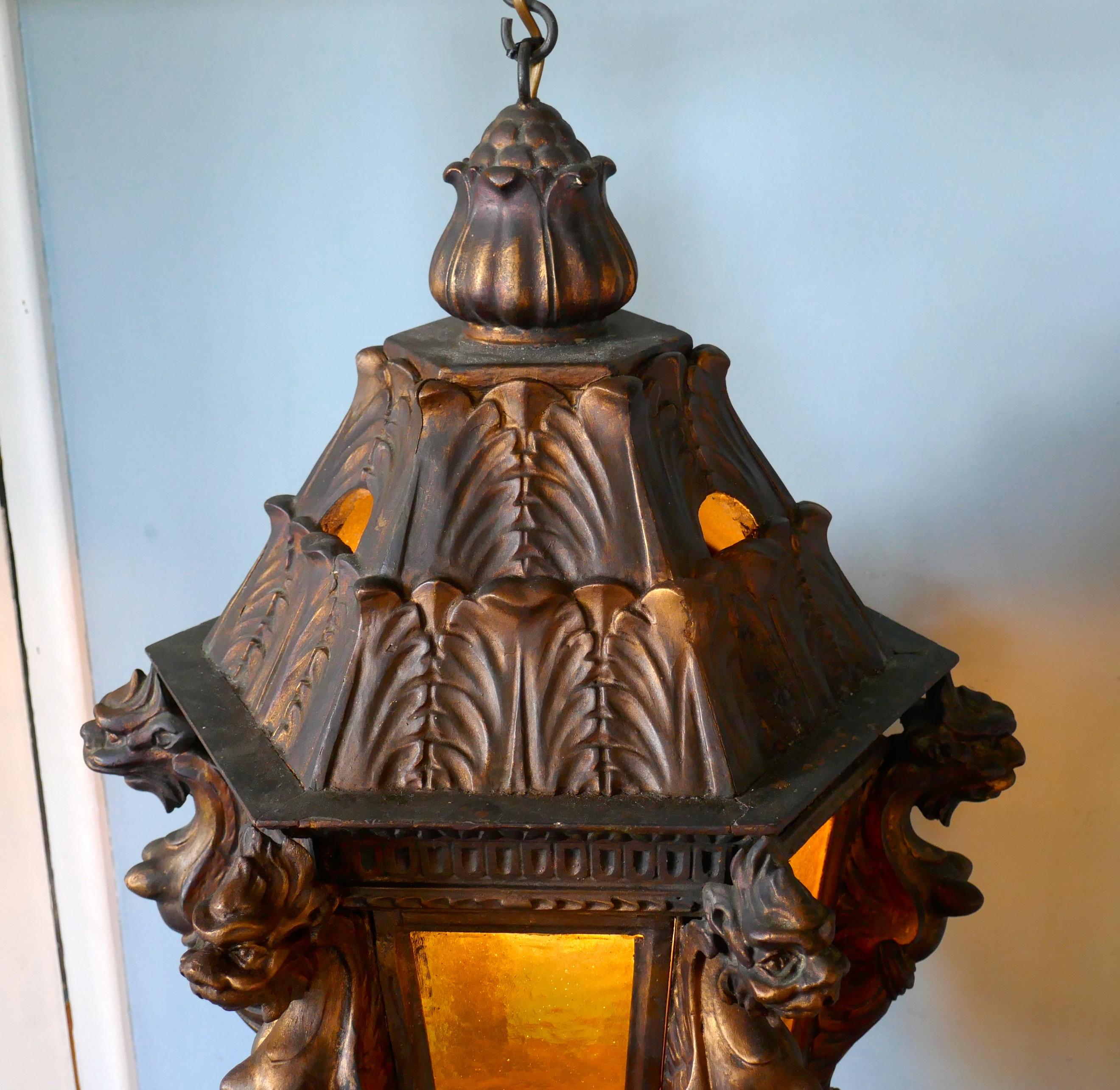 Large Carved Gilded Wooden Lantern from Theatre Royal Brighton For Sale 3