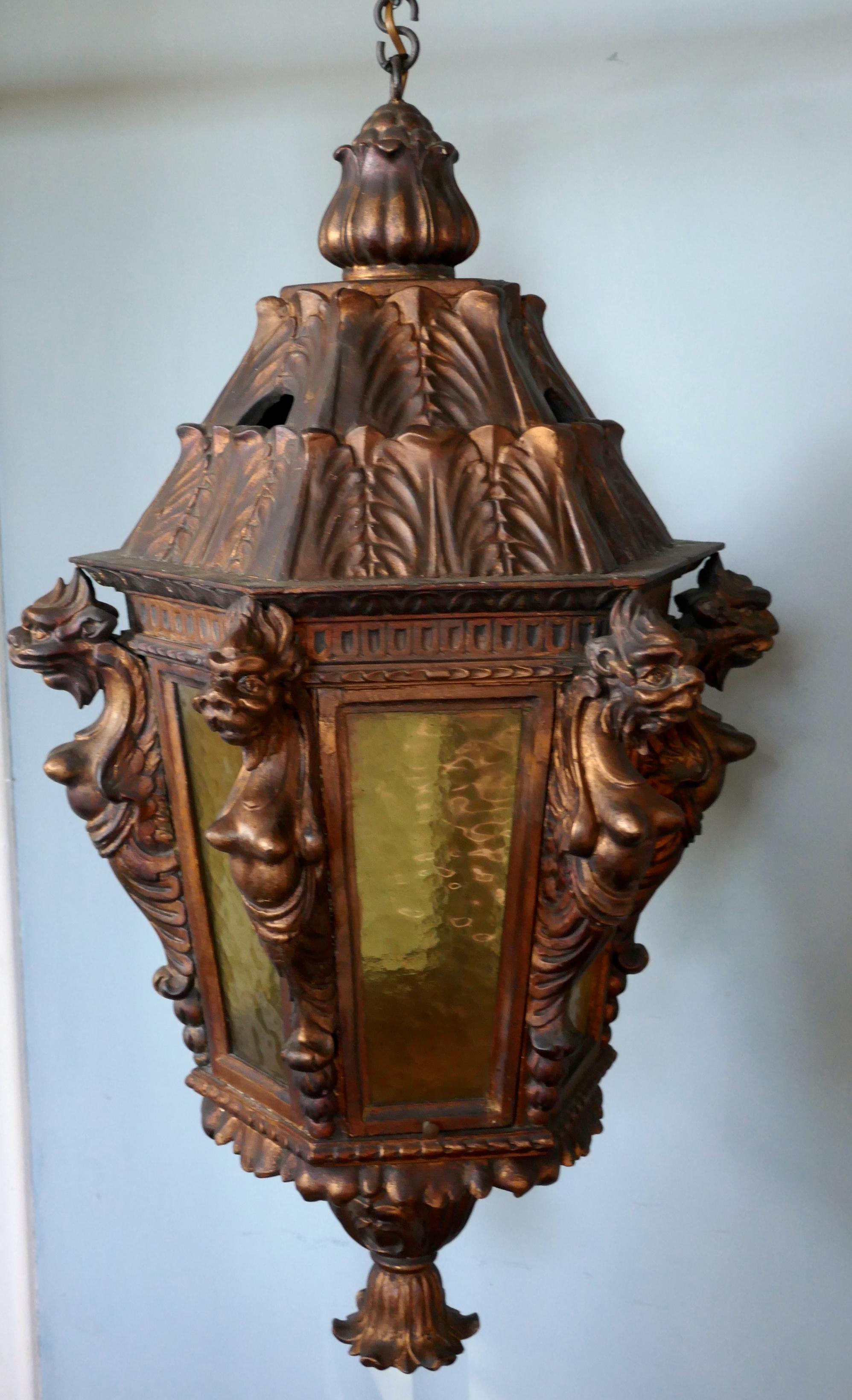 Regency Large Carved Gilded Wooden Lantern from Theatre Royal Brighton For Sale