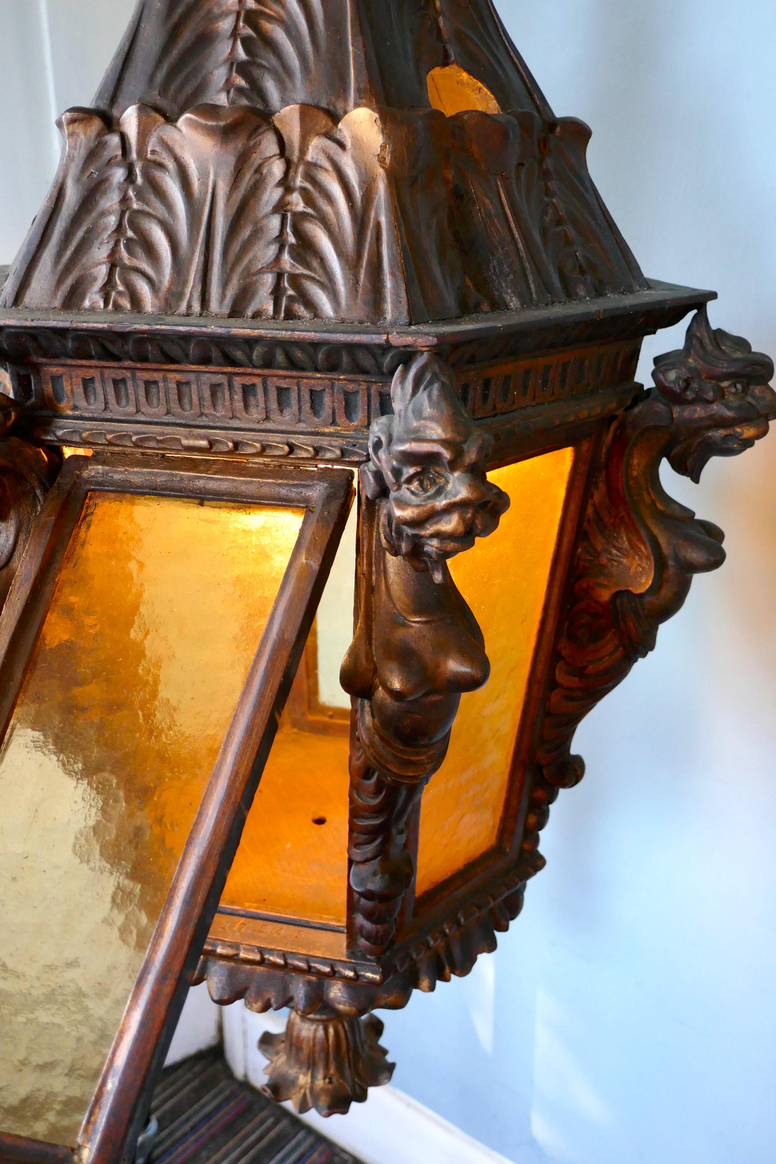 19th Century Large Carved Gilded Wooden Lantern from Theatre Royal Brighton For Sale