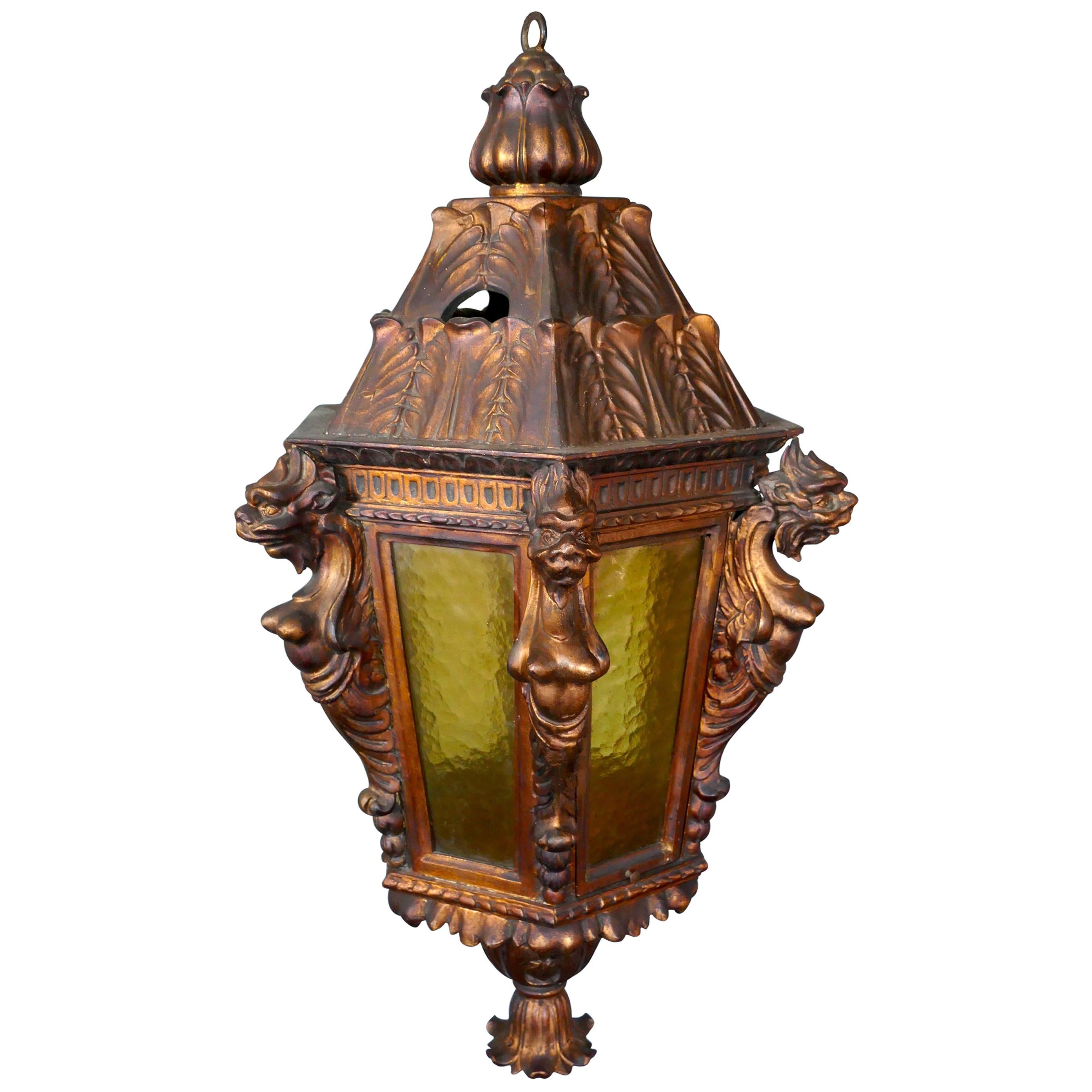 Large Carved Gilded Wooden Lantern from Theatre Royal Brighton For Sale