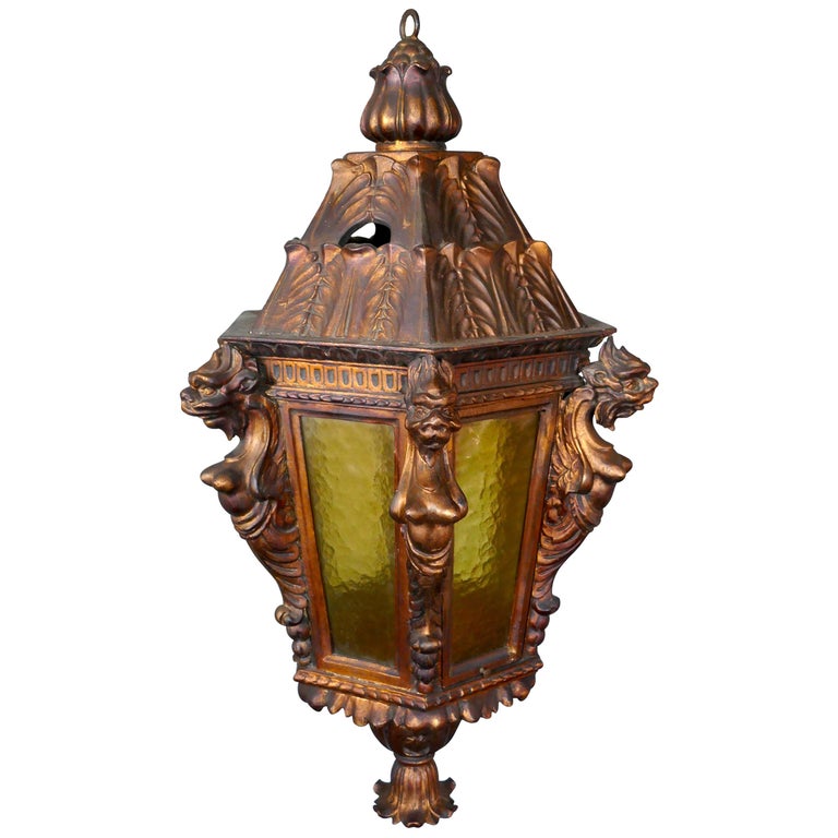 Large Carved Gilded Wooden Lantern from Theatre Royal Brighton For Sale at 1stDibs