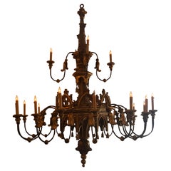 Large Carved Gilt Gold Chandelier
