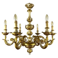 Large Carved Gilt Wood Chandelier Antique Chandelier, Italy, 1930s
